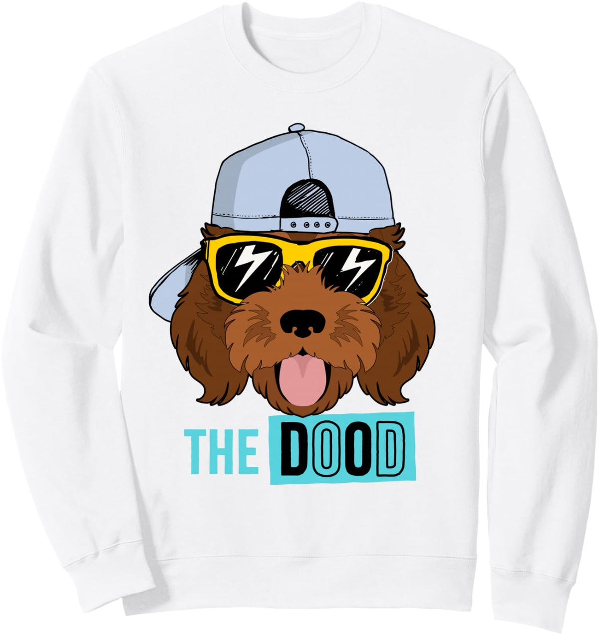Chocolate Golden Doodle Dog, The Dood Brown Gooldendoodle Sweatshirt - Adult Unisex White