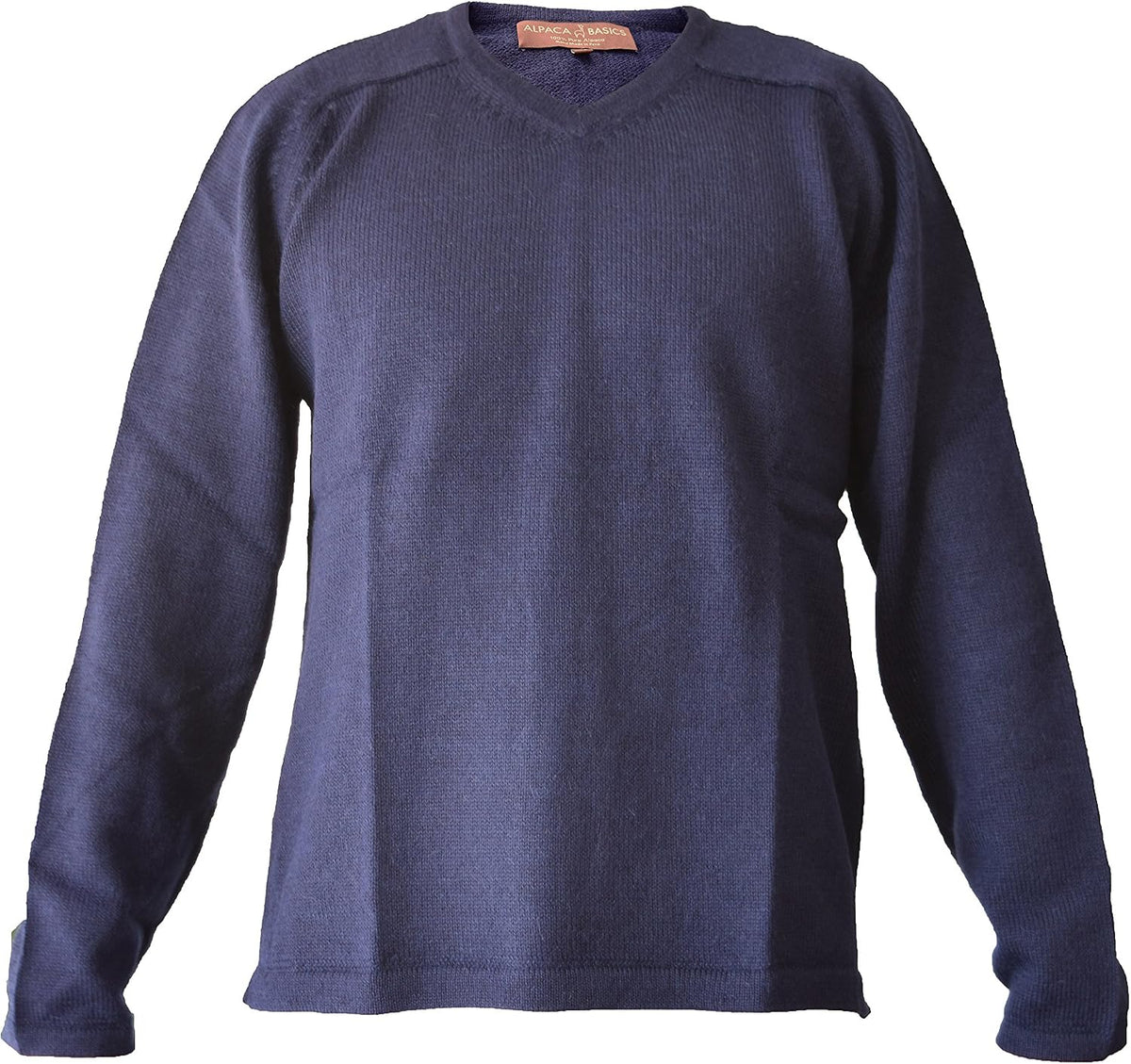 Men's Handmade 100% Alpaca Wool V-Neck Sweater - Navy Blue