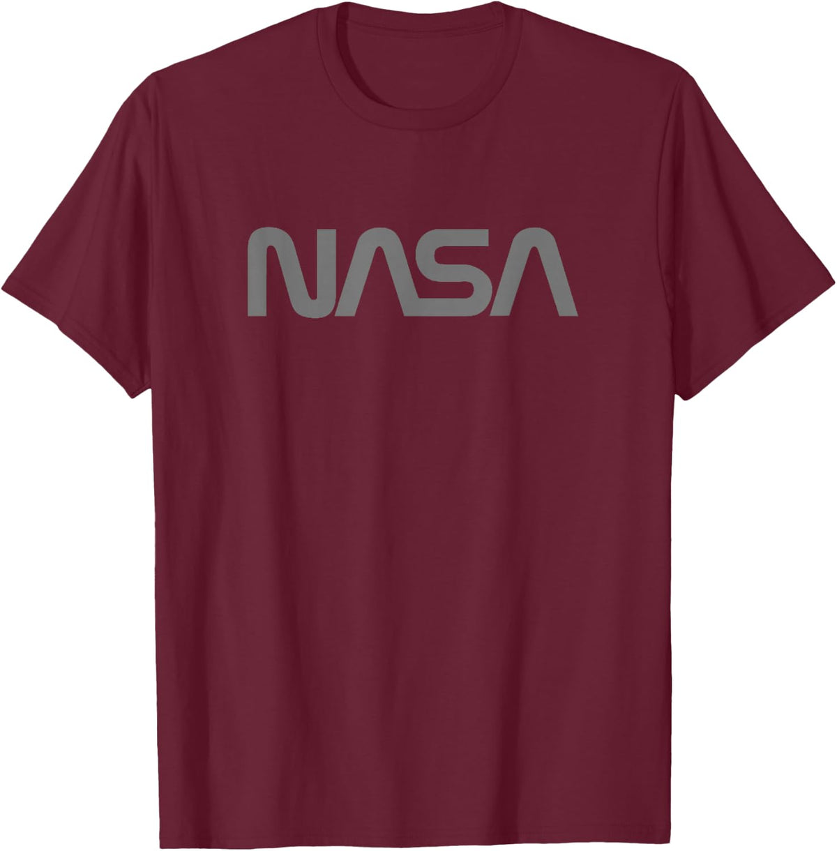 Officially Licensed NASA Worm Logo Gray Space Gift T-Shirt - Burgundy