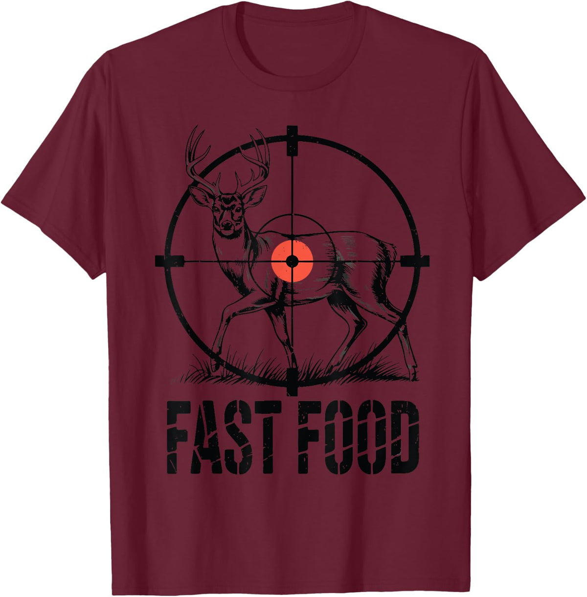Father Day Fast Food Dad Deer Hunting Gift from Son Daughter T-Shirt - Burgundy