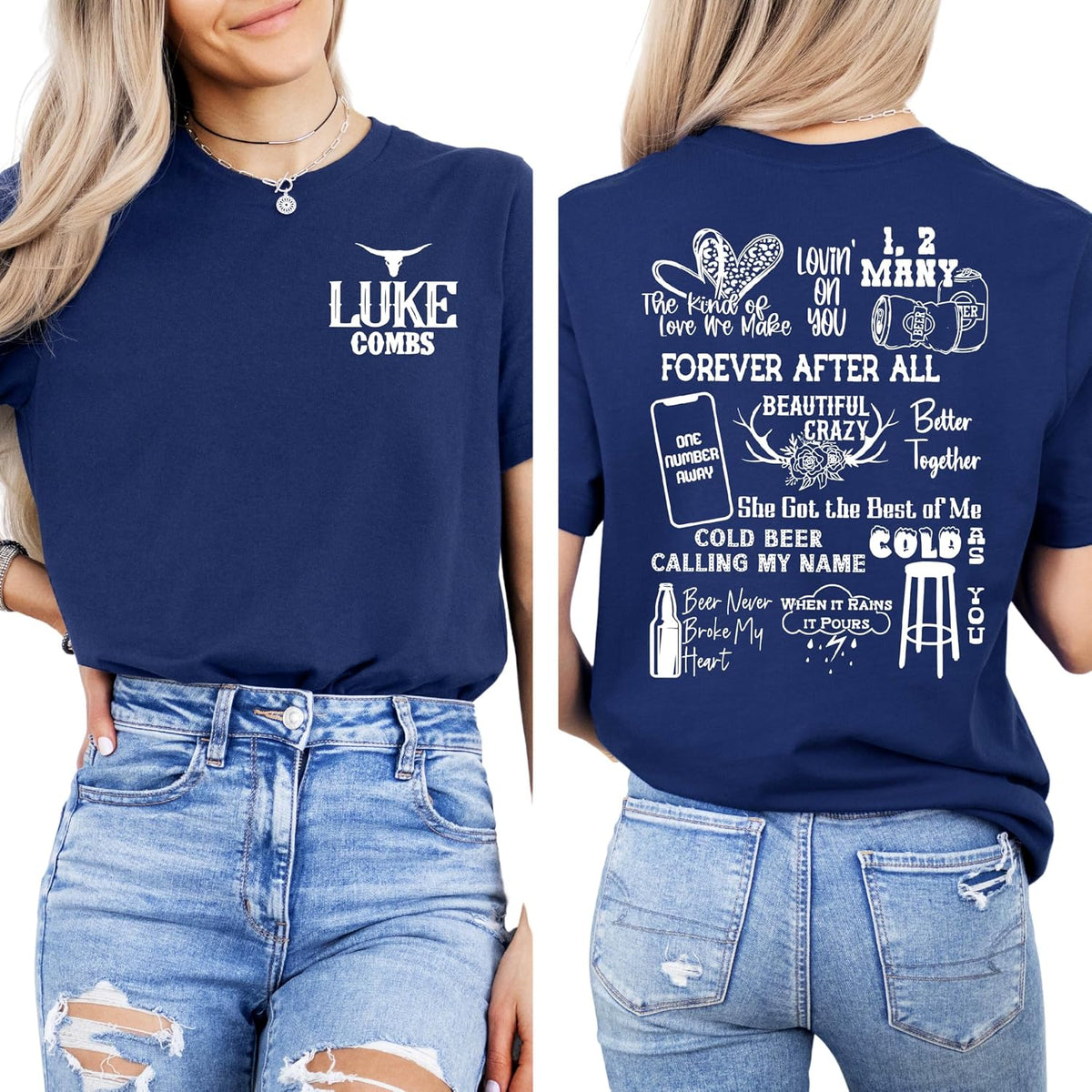 Luke Bull Skull T-Shirt, Country Music Fan Shirt, Casual Outfit Tee for Rodeo and Girls Trips, Country Music Concert T-Shirt