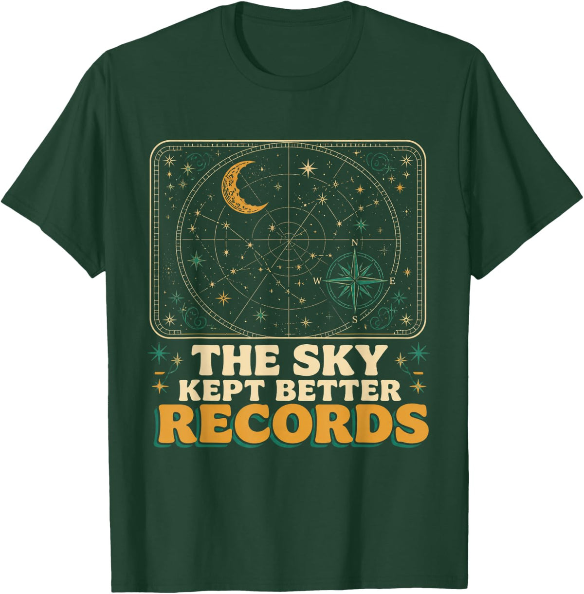The Sky Kept Better Records Celestial Graphic T-Shirt - Dark Green