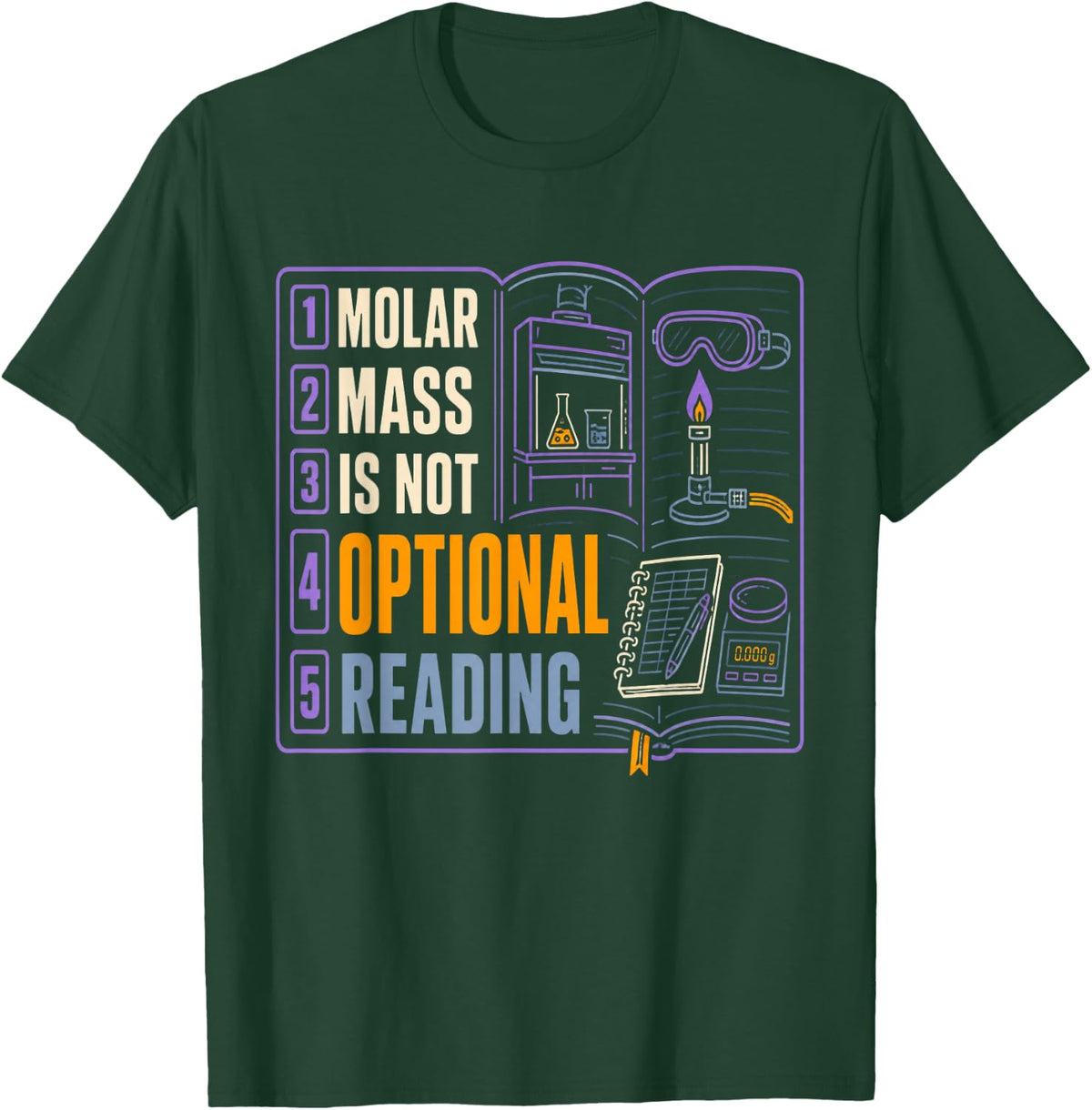 Molar Mass is Not Optional Reading Chemistry Teacher T-Shirt - Dark Green