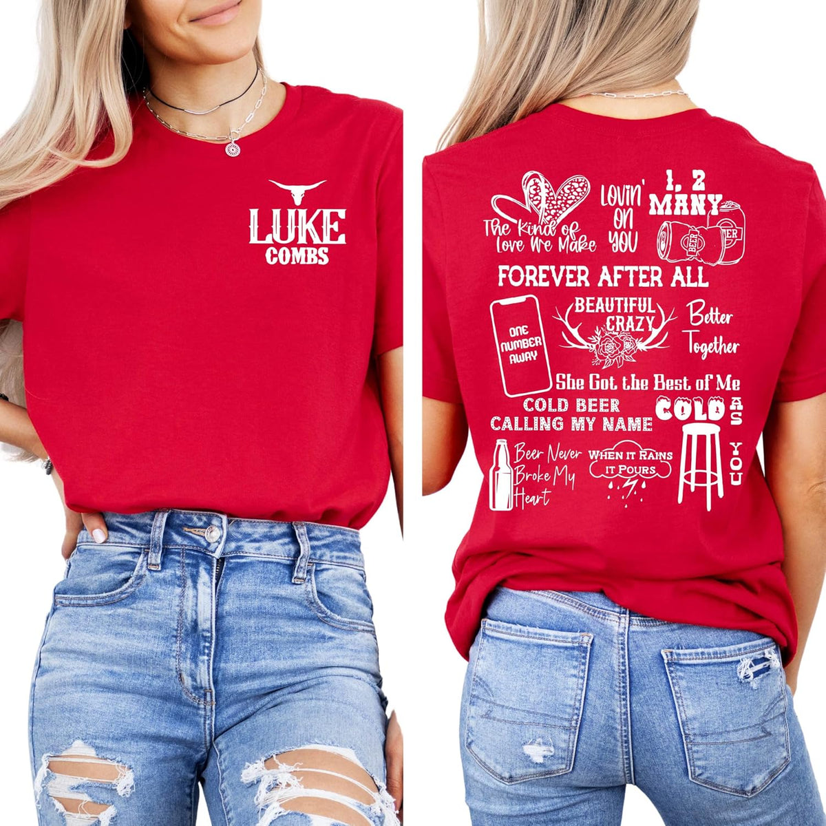 Luke Bull Skull T-Shirt, Country Music Fan Shirt, Casual Outfit Tee for Rodeo and Girls Trips, Country Music Concert T-Shirt