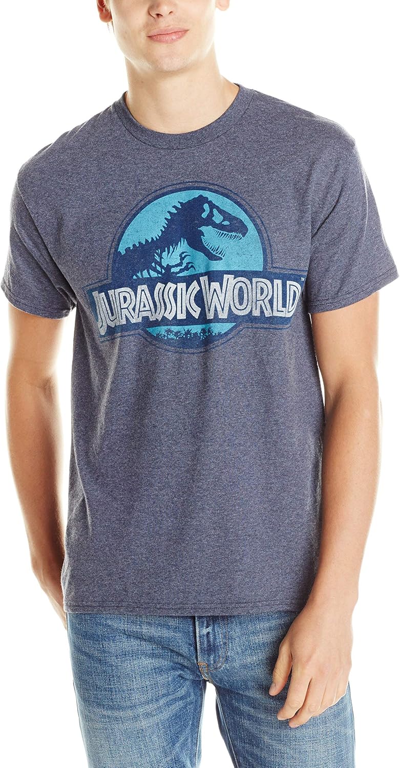 Jurassic Park Men's Jurassic World Logo T-Shirt - Navy Heather