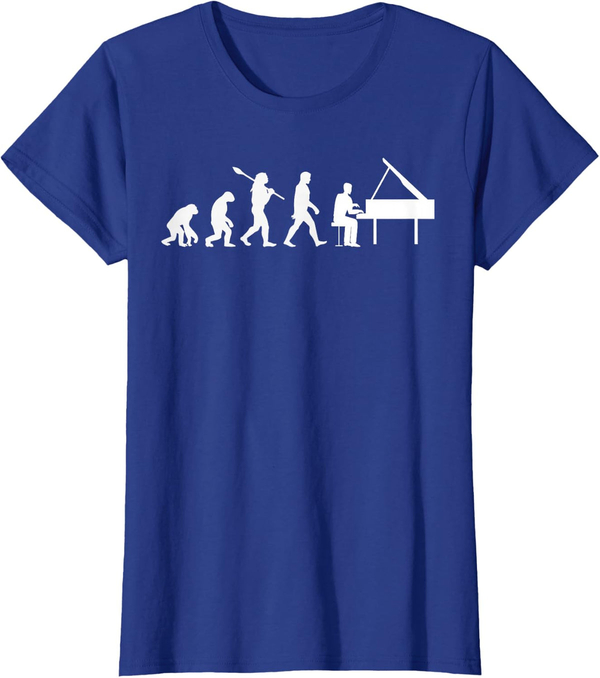 Funny Human Evolution to Piano Player Music Pianist Graphic T-Shirt - Royal Blue
