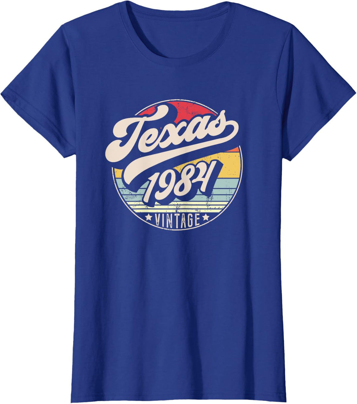 Vintage Texas 1984 Birthday Retro Sunset Style T-Shirt - Royal Blue
