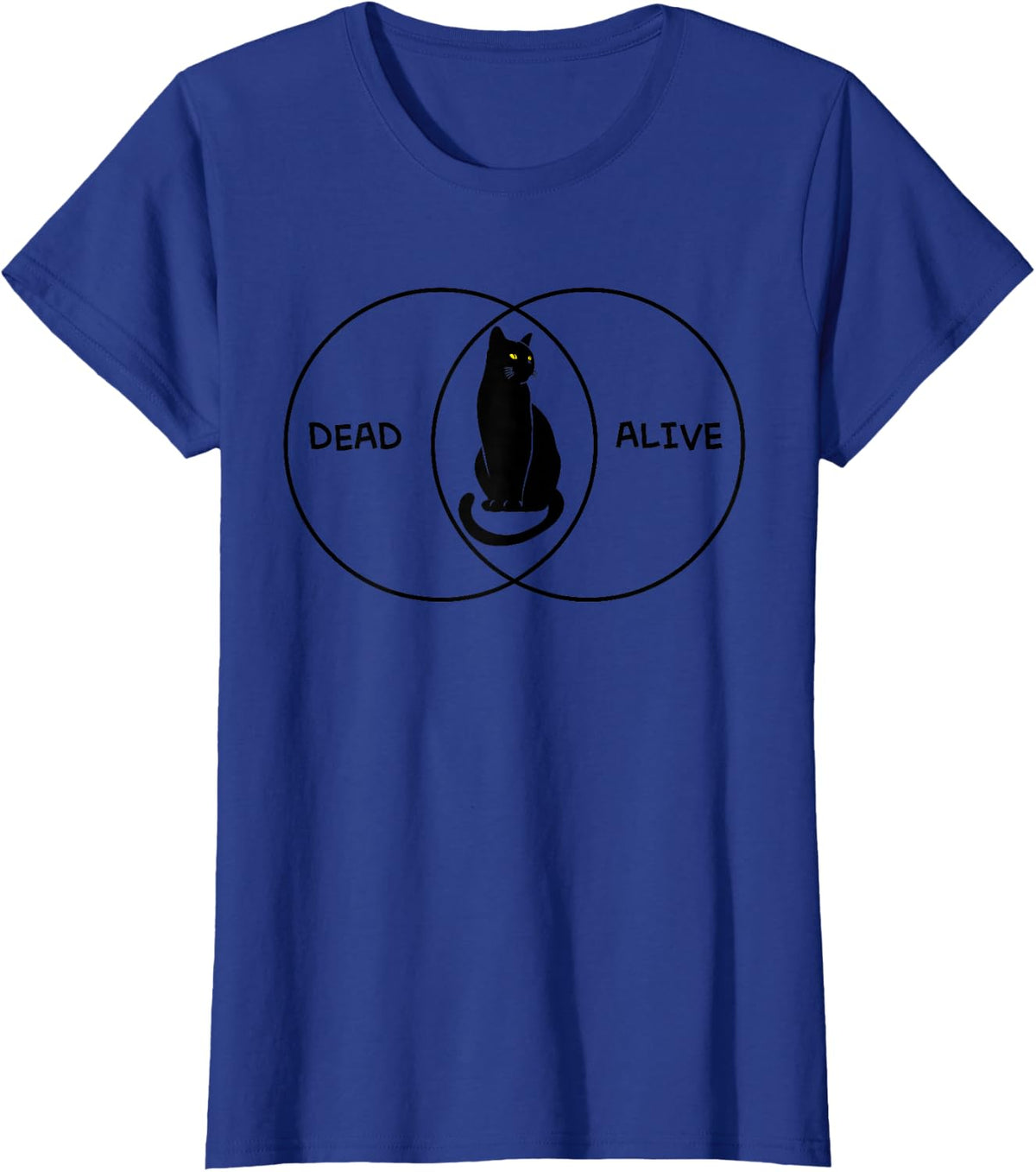 Quantum Physics Schrodinger's Cat Venn Diagram Dead Alive T-Shirt - Royal Blue