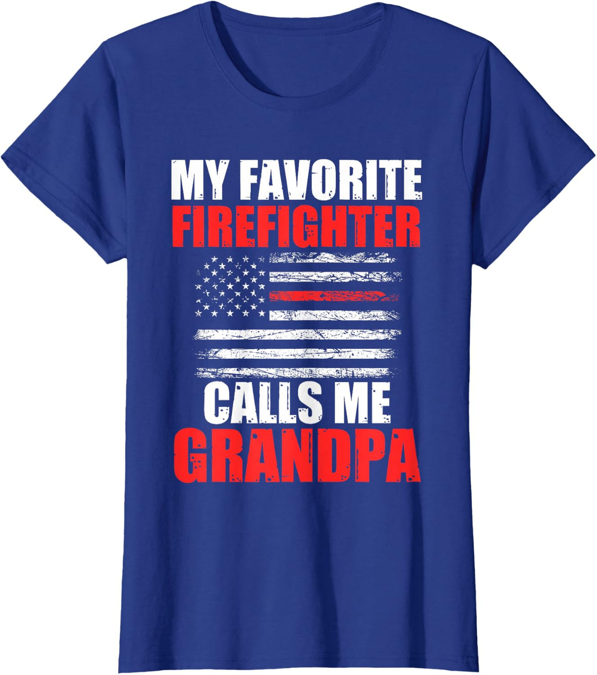 my favorite firefighter calls me grandpa 911 department T-Shirt - Royal Blue
