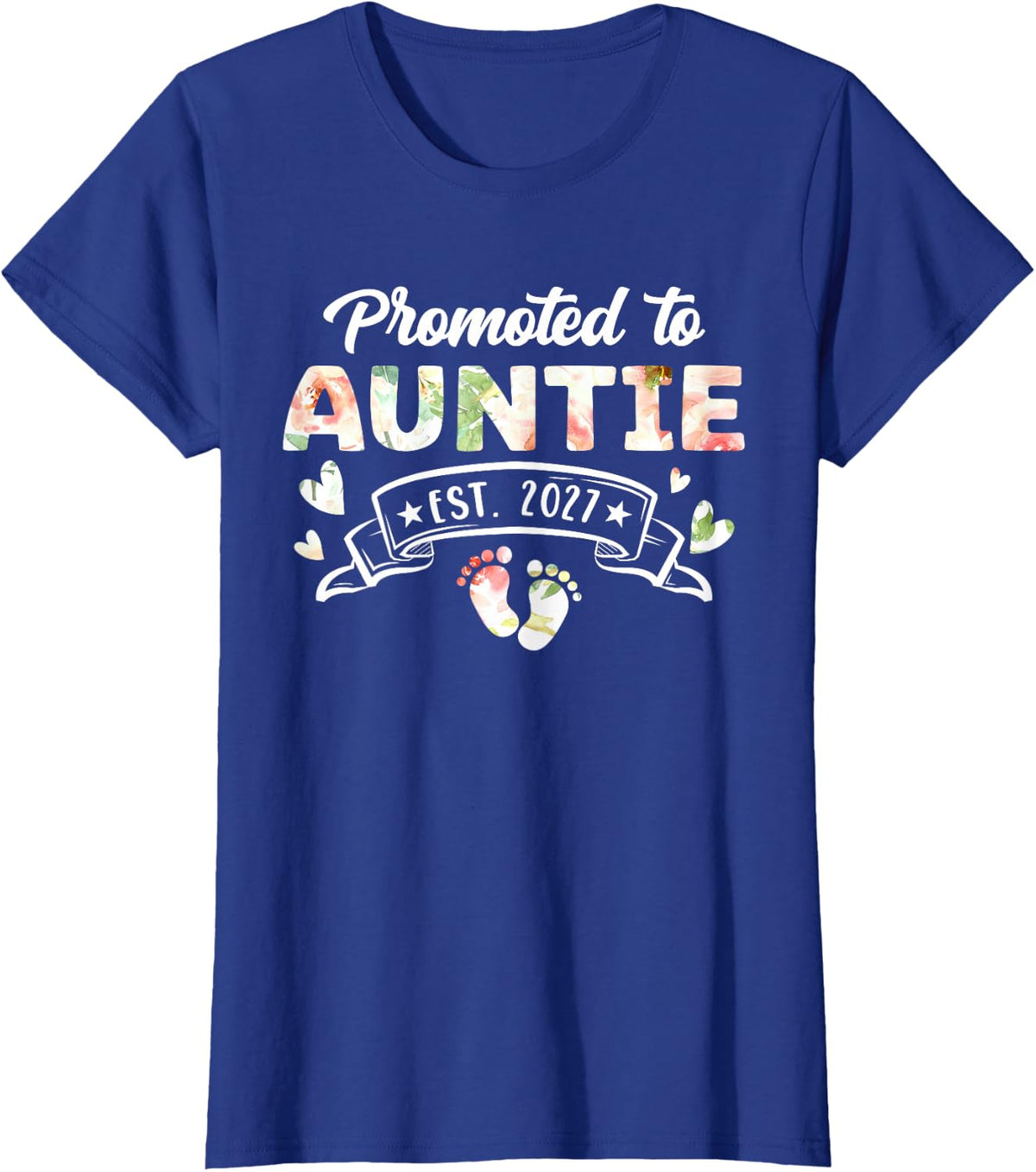 Promoted to Auntie Est 2027 T-Shirt - Royal Blue