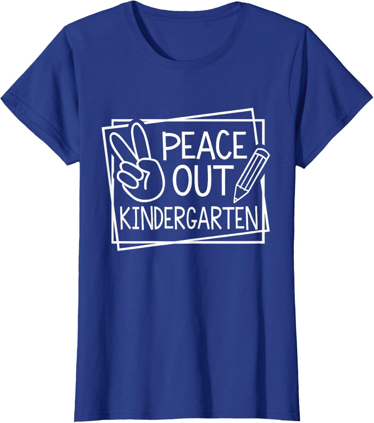 Peace Out Kindergarten Last day of school Summer Break T-Shirt - Royal Blue