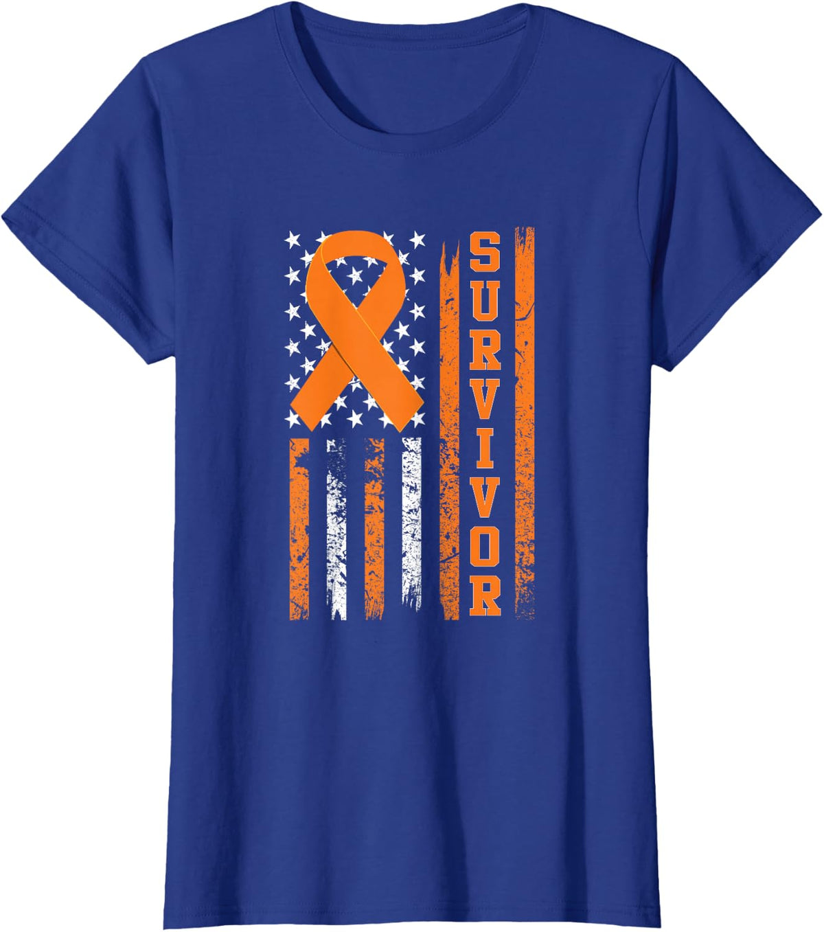 Leukemia Survivor T-Shirt - Bold Orange Ribbon Shirt T-Shirt - Royal Blue