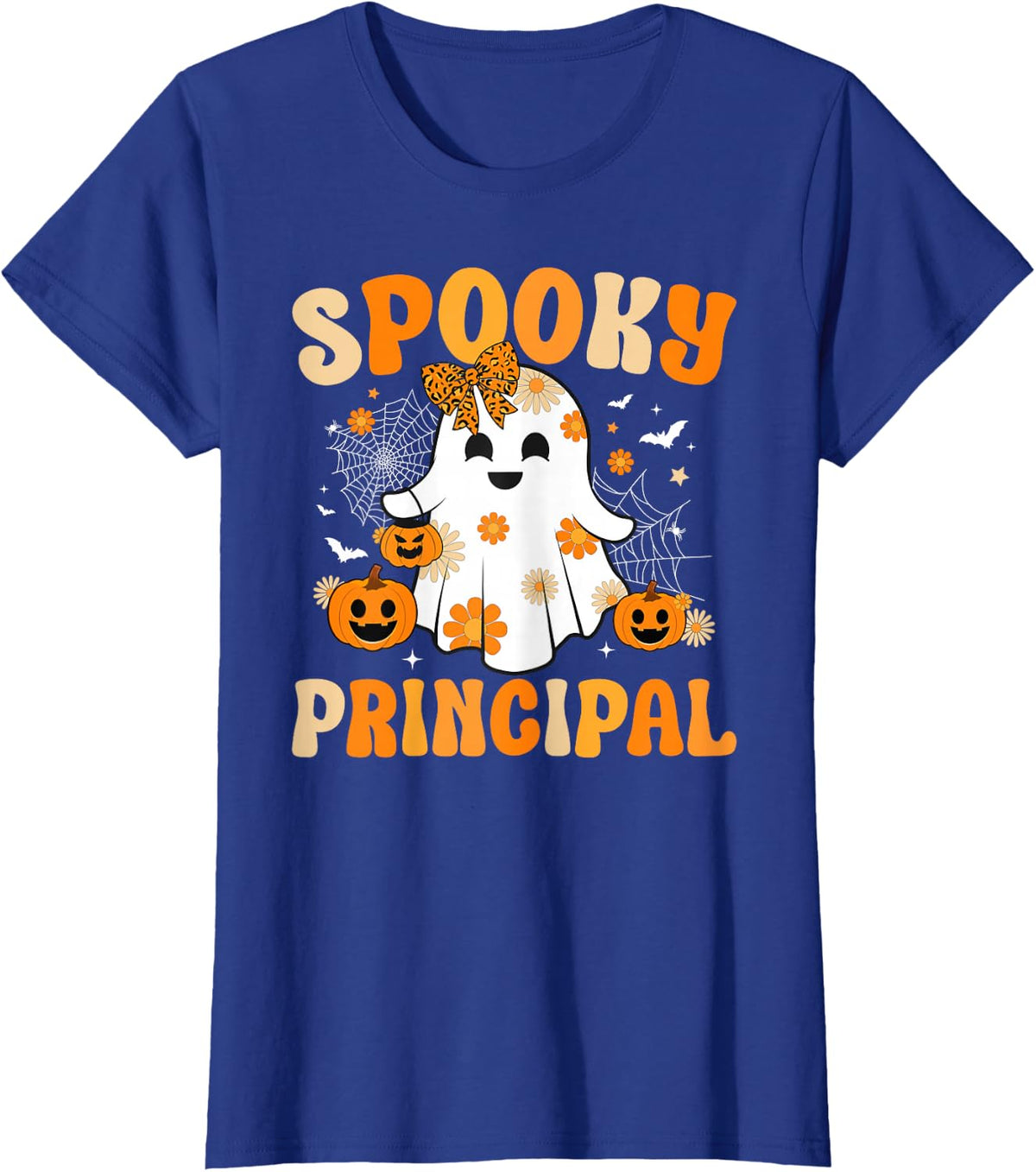 Spooky Principal Halloween School Principal Groovy T-Shirt - Royal Blue