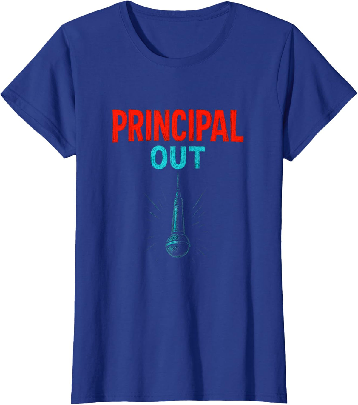 Principal Out - Retirement Mic Drop Vintage T-Shirt - Royal Blue