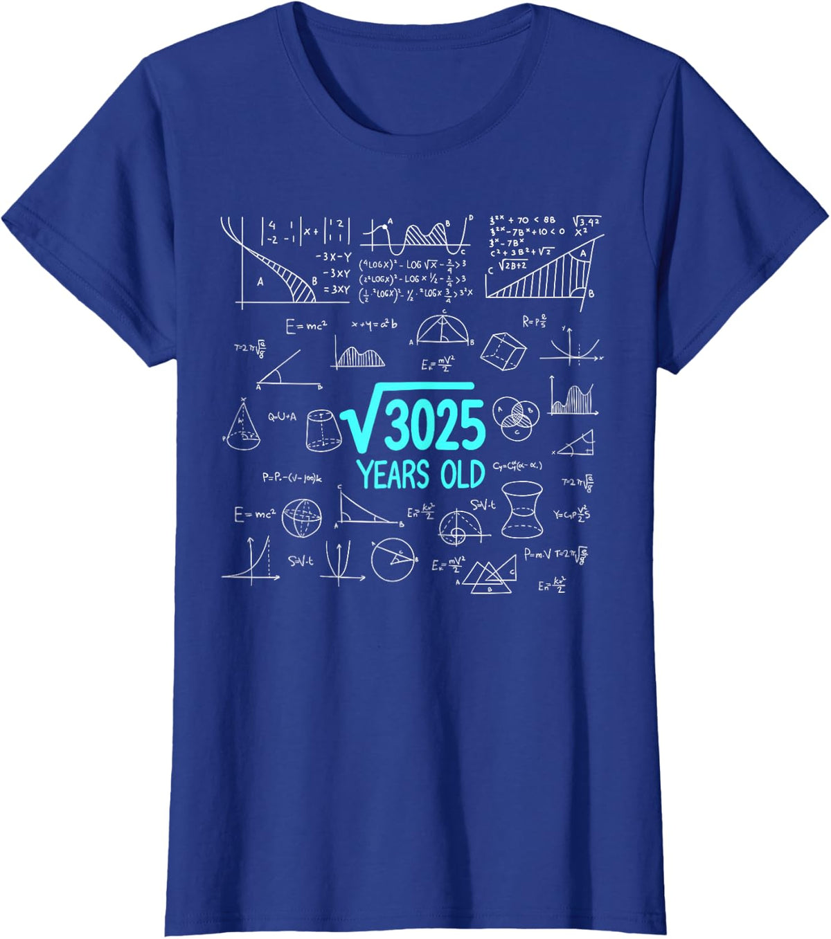Funny 55st Birthday Square Root of 3025 Math Nerd Teacher T-Shirt - Royal Blue