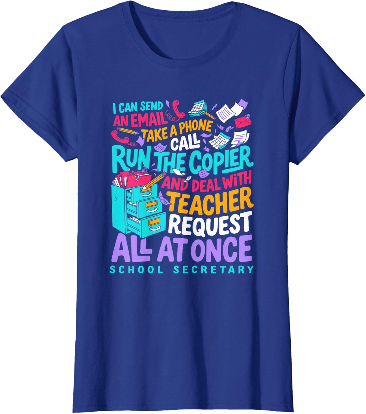 Back to School Secretary Educational Ninja Office Crew Pro T-Shirt - Royal Blue