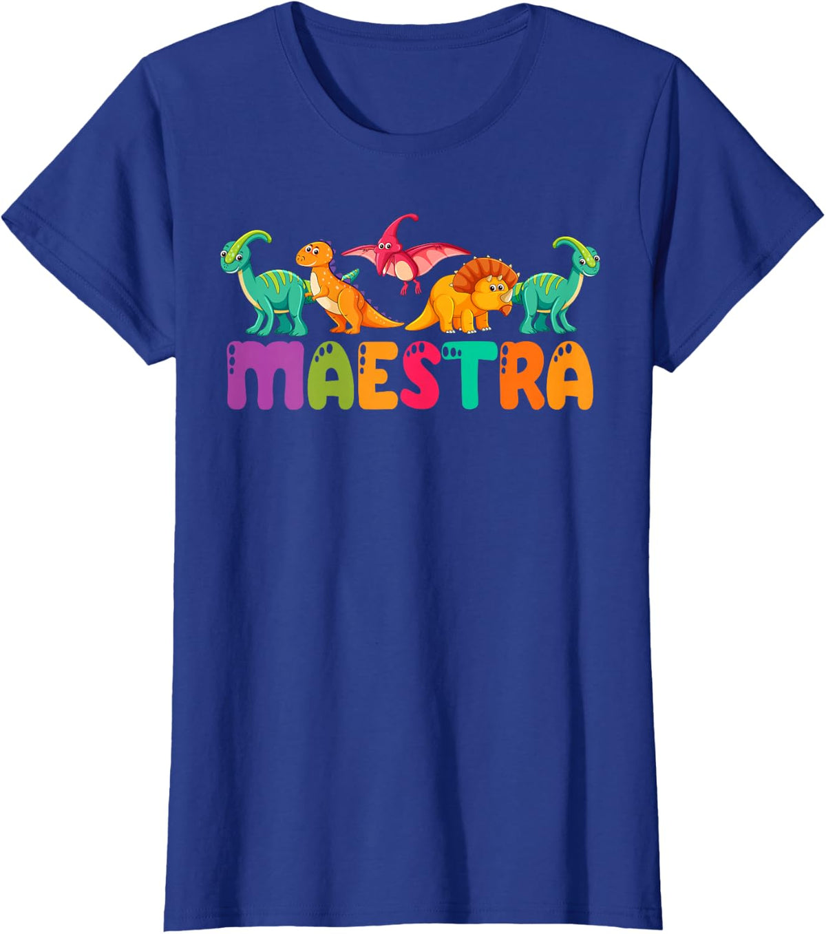 Cute Dinosaurs Maestra Spanish Teacher Bilingual Teacher T-Shirt - Royal Blue