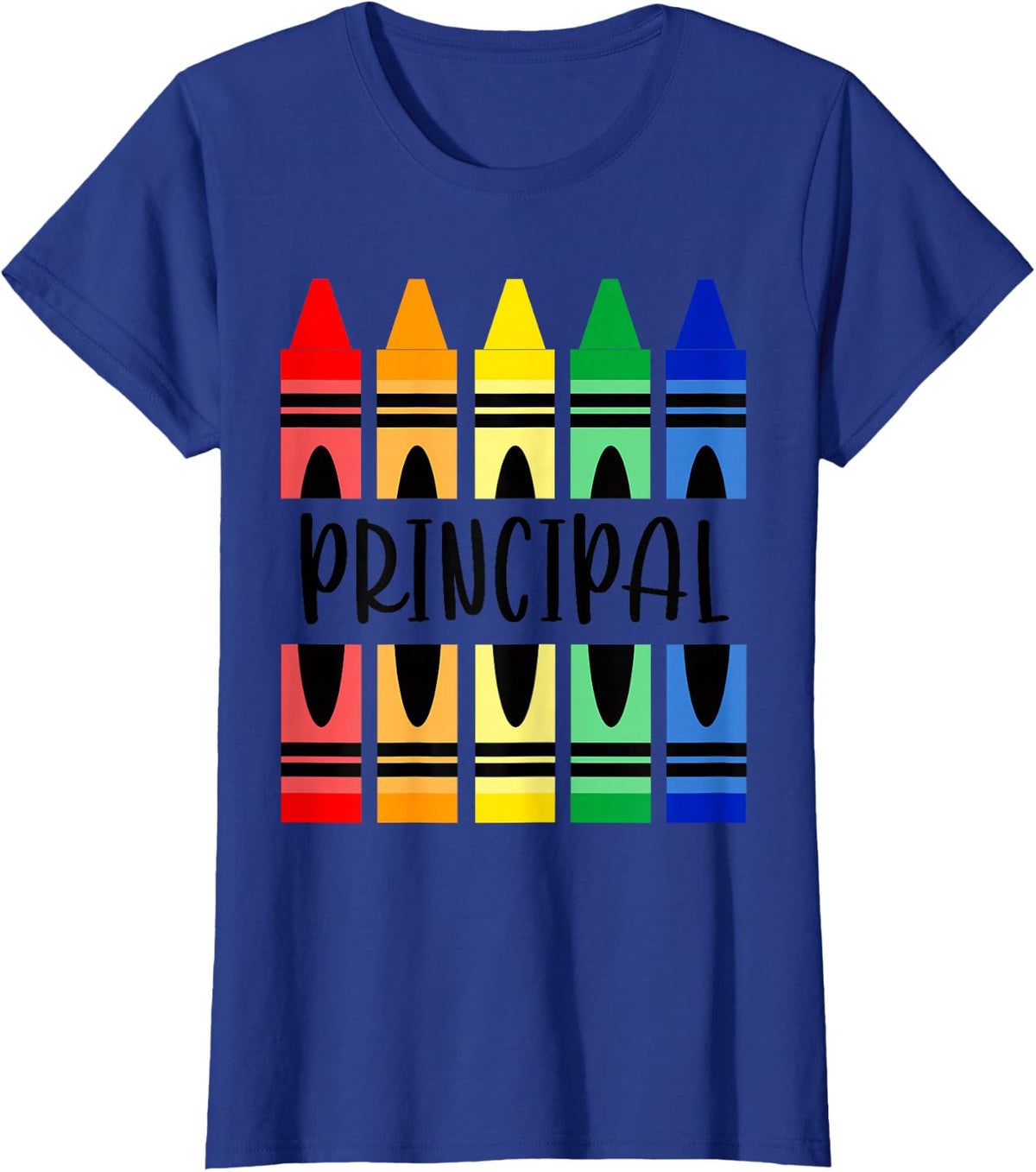 Colorful Crayon Principal Shirt First Day Back To School T-Shirt - Royal Blue