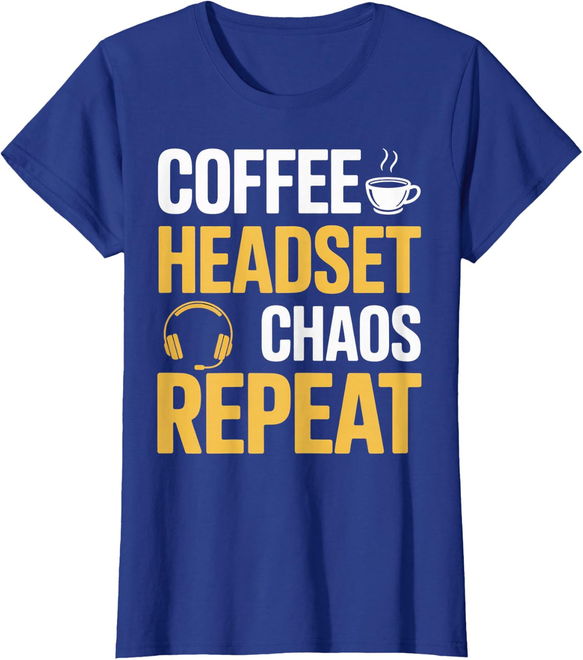 Coffee Headset Emergency Responder Yellow 911 Dispatcher T-Shirt - Royal Blue