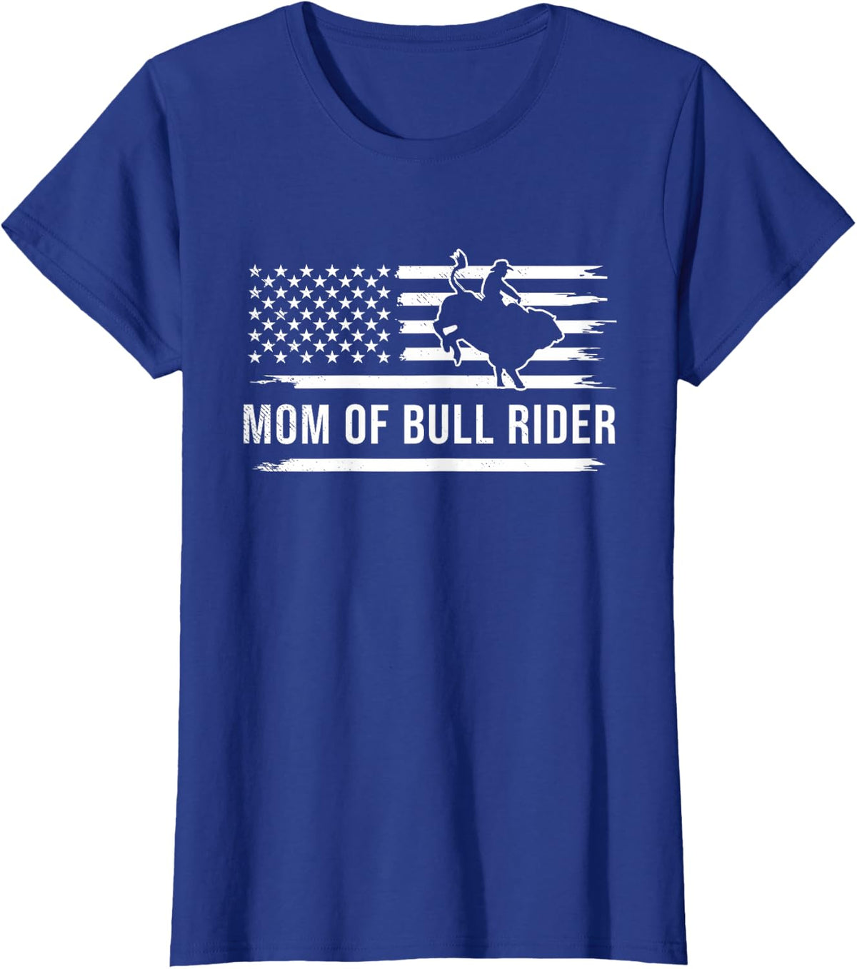 Rodeo bull rider vintage flag art mixed with a MOM themes T-Shirt - Royal Blue