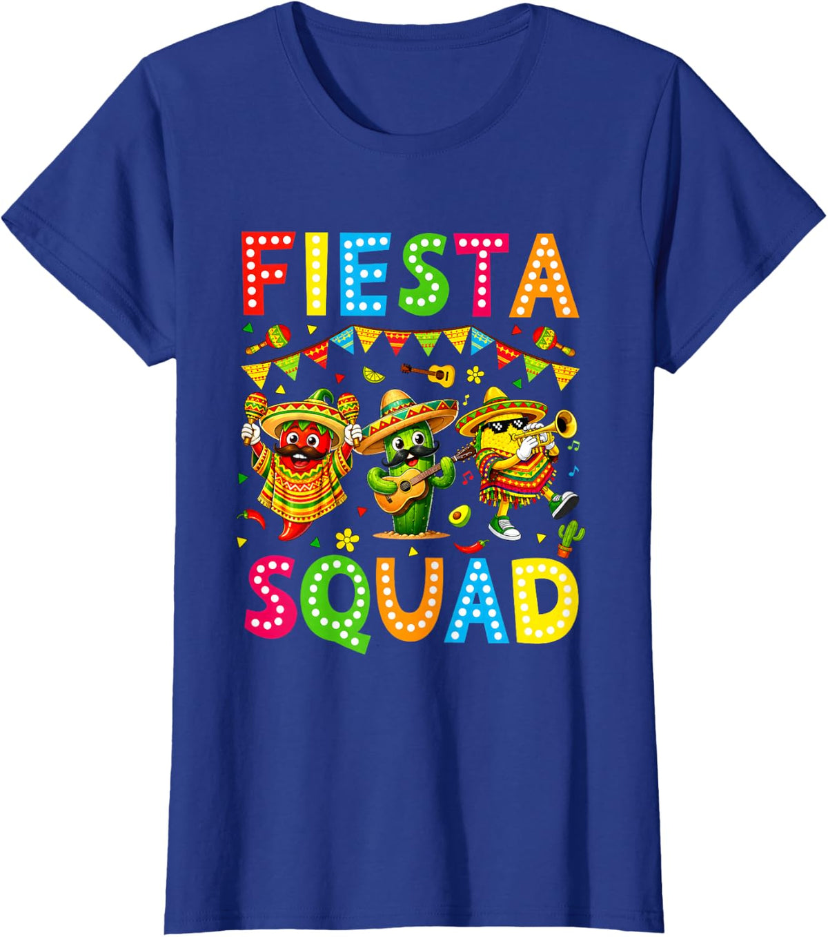 Fiesta Squad Cinco De Mayo Mexican Taco Cactus T-Shirt - Royal Blue