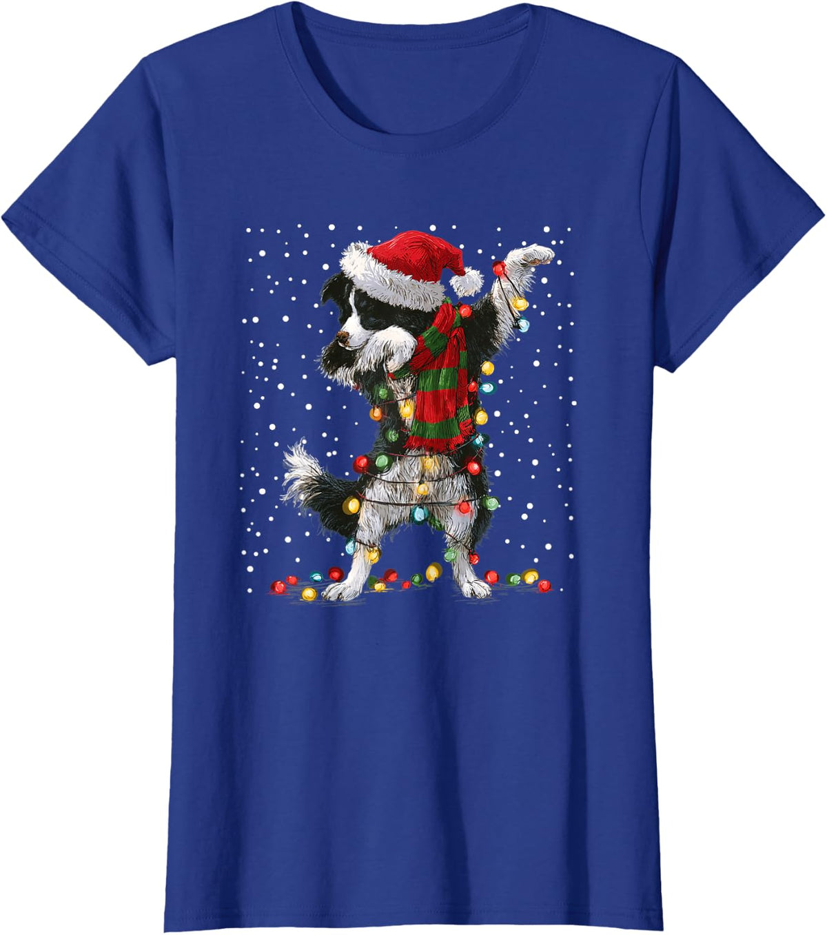 Dabbing Border Collie Dog Funny Christmas Xmas Squad T-Shirt - Royal Blue