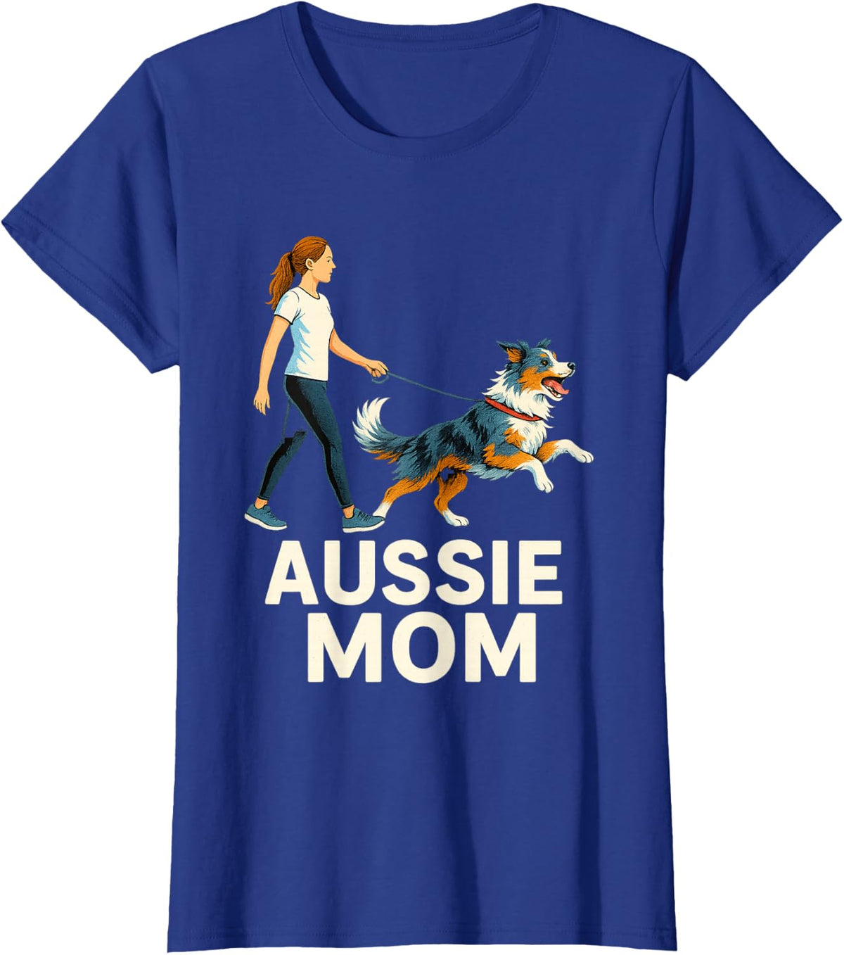 Aussie Mom Australian Shepherd Dog Dinosaur Women Mother T-Shirt - Royal Blue