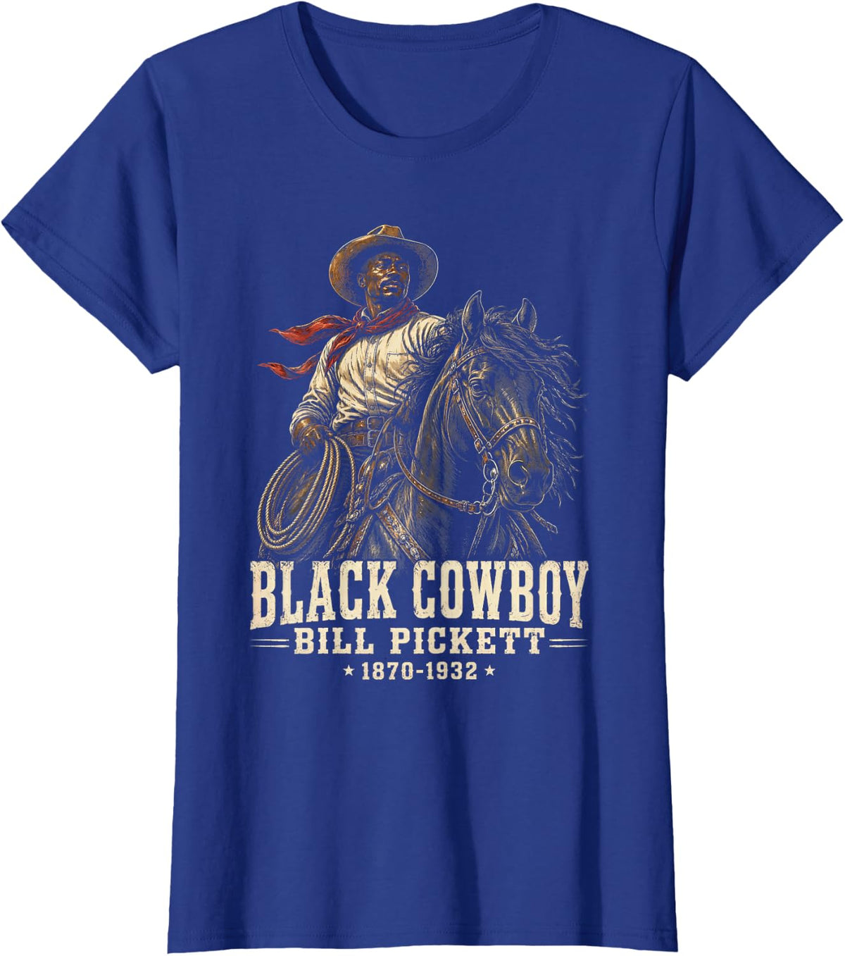Black Cowboy Bill Pickett Vintage Western Rodeo Legend Tees T Shirts for Men Women - Royal Blue