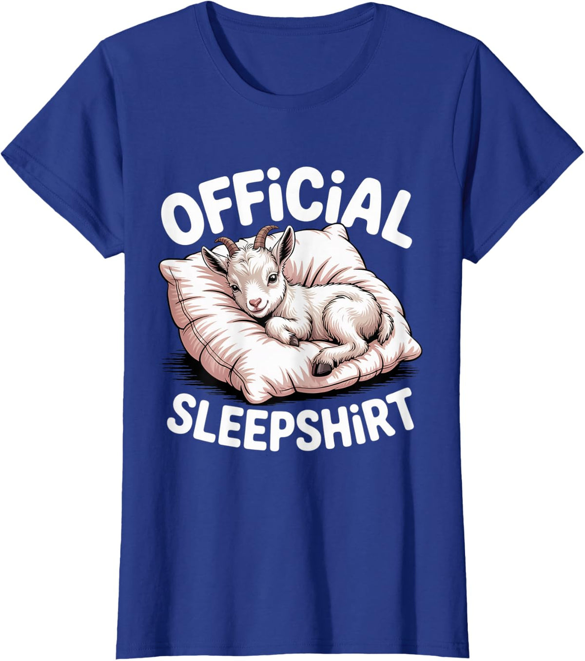 Womens Official Sleepshirt Baby Goat Kid Pajama Top Farmer T-Shirt - Royal Blue
