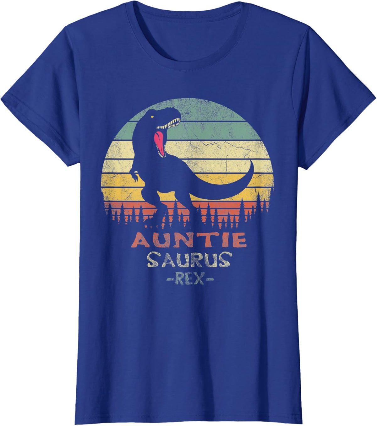 Auntiesaurus Rex Auntie Saurus Dinosaur Auntiesaurus T-Rex T-Shirt - Royal Blue