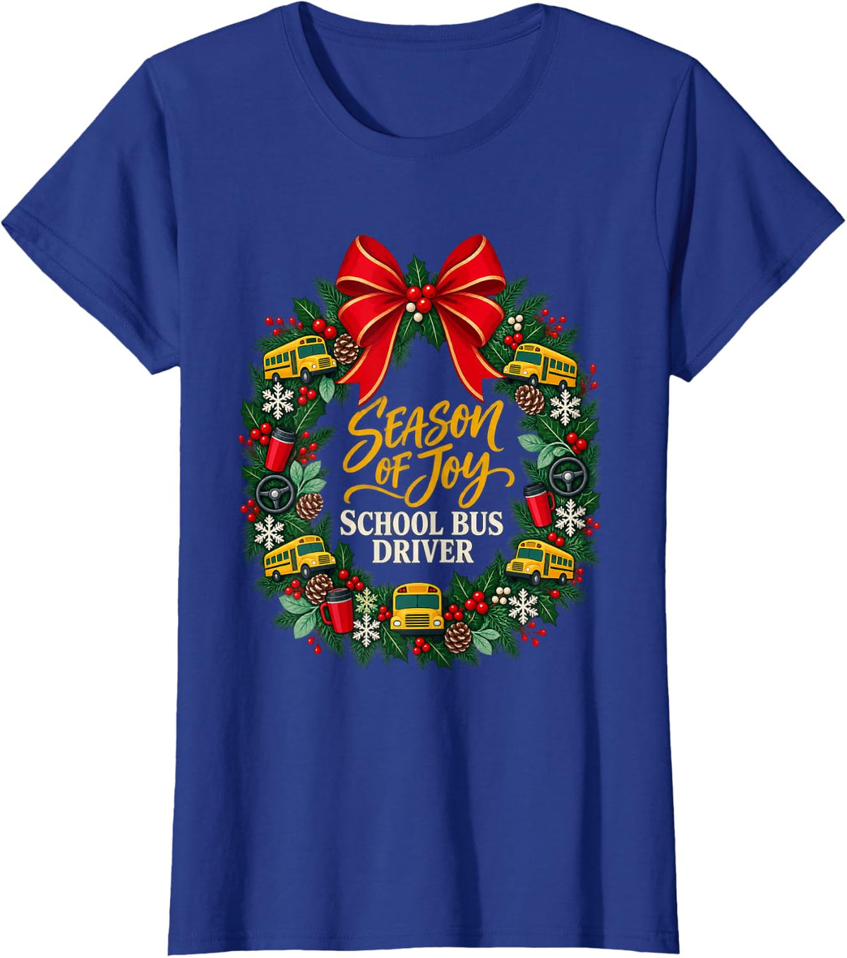 Christmas School Bus Driver Festive Season T-Shirt - Royal Blue