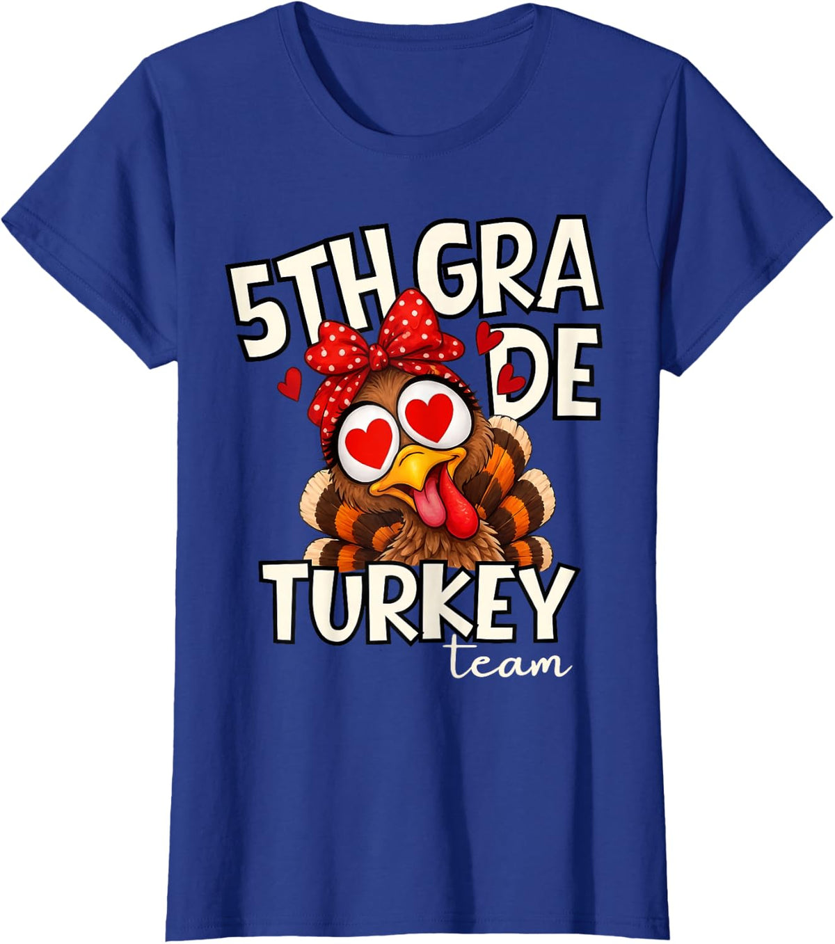 5th Grade Turkey Team Peace Sign Turkey Face Thanksgiving T-Shirt - Royal Blue