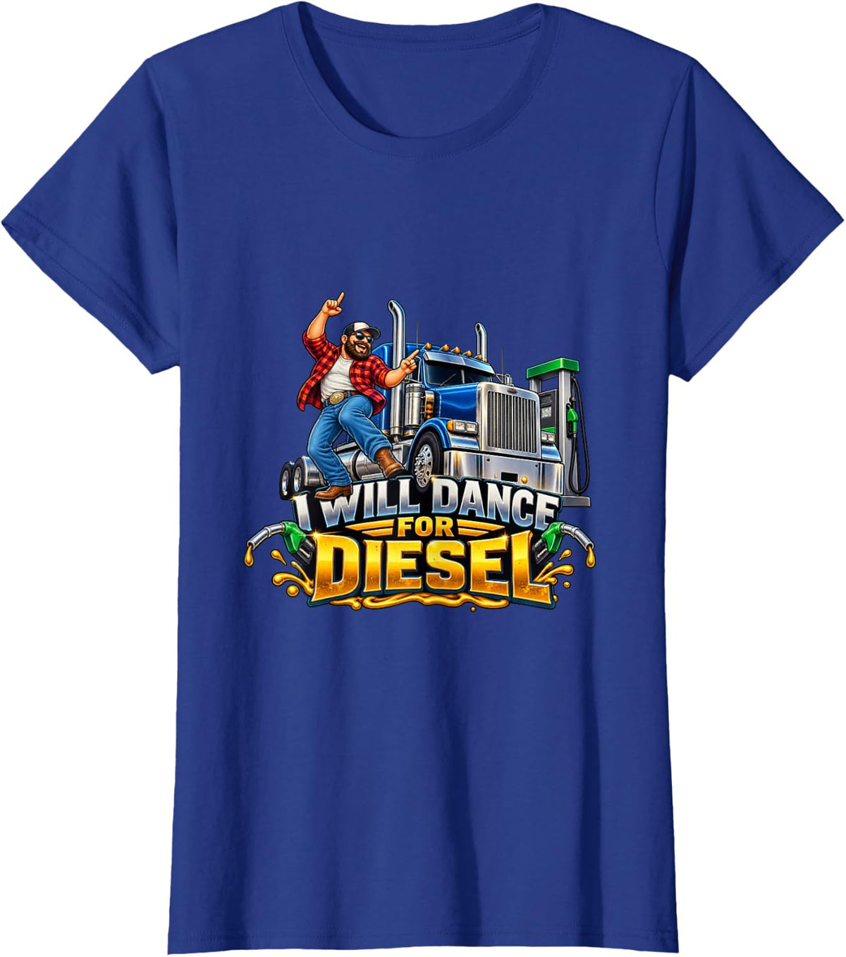 Funny Trucker Dancing for Diesel Fuel Truck Driver T-Shirt - Royal Blue
