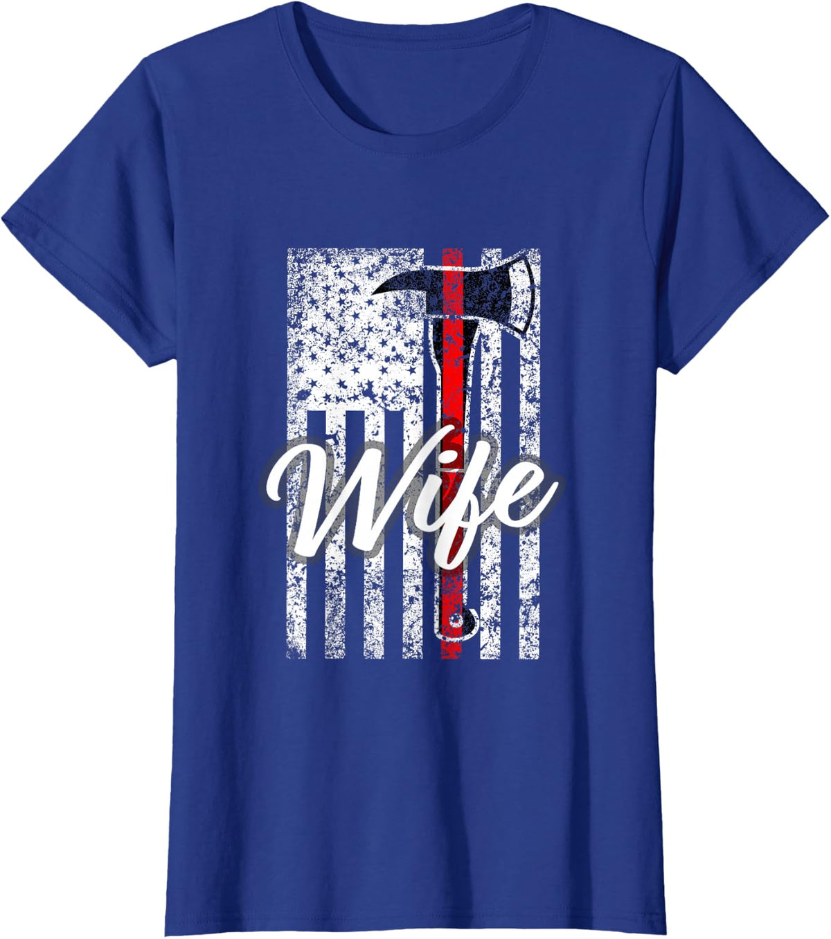 Firefighter Wife Gift Fire Wife Spouse Support Thin Red T-Shirt - Royal Blue