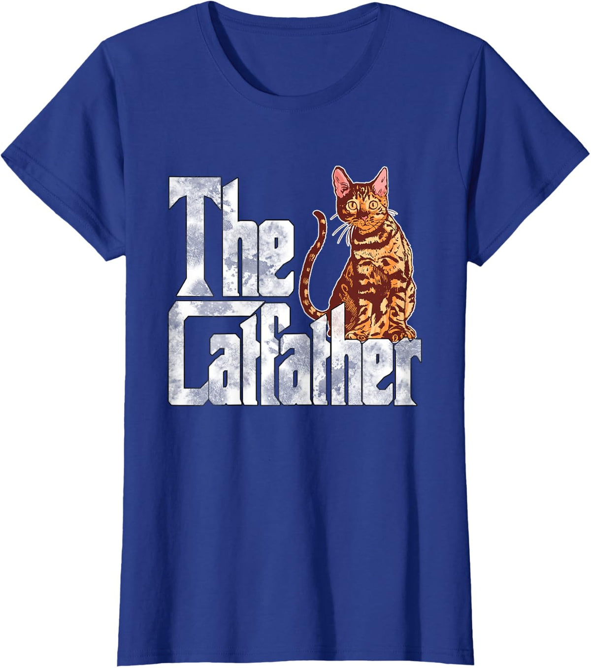 The Catfather Bengal Cat Father Mafia Whiskers Male Daddy T-Shirt - Royal Blue