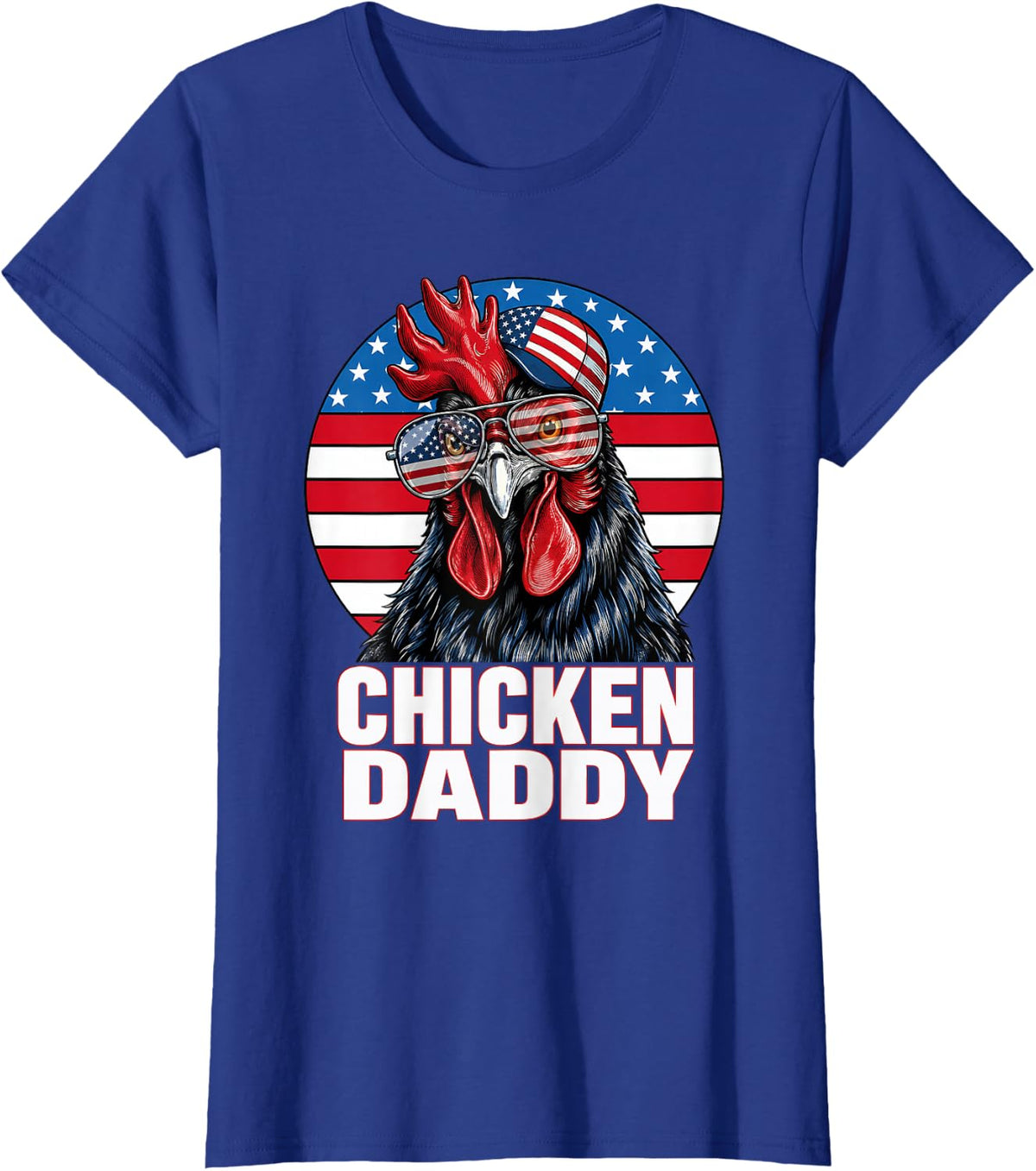 Funny Chicken Daddy American Flag for Dad Farmer 4th of July T-Shirt - Royal Blue