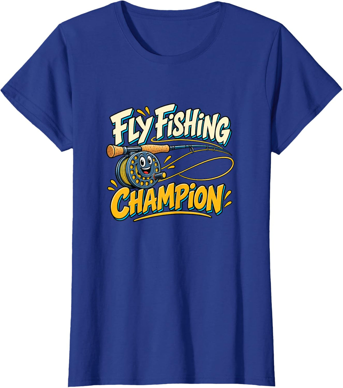 Funny Fly Fishing Champion Reel and Casting Line T-Shirt - Royal Blue
