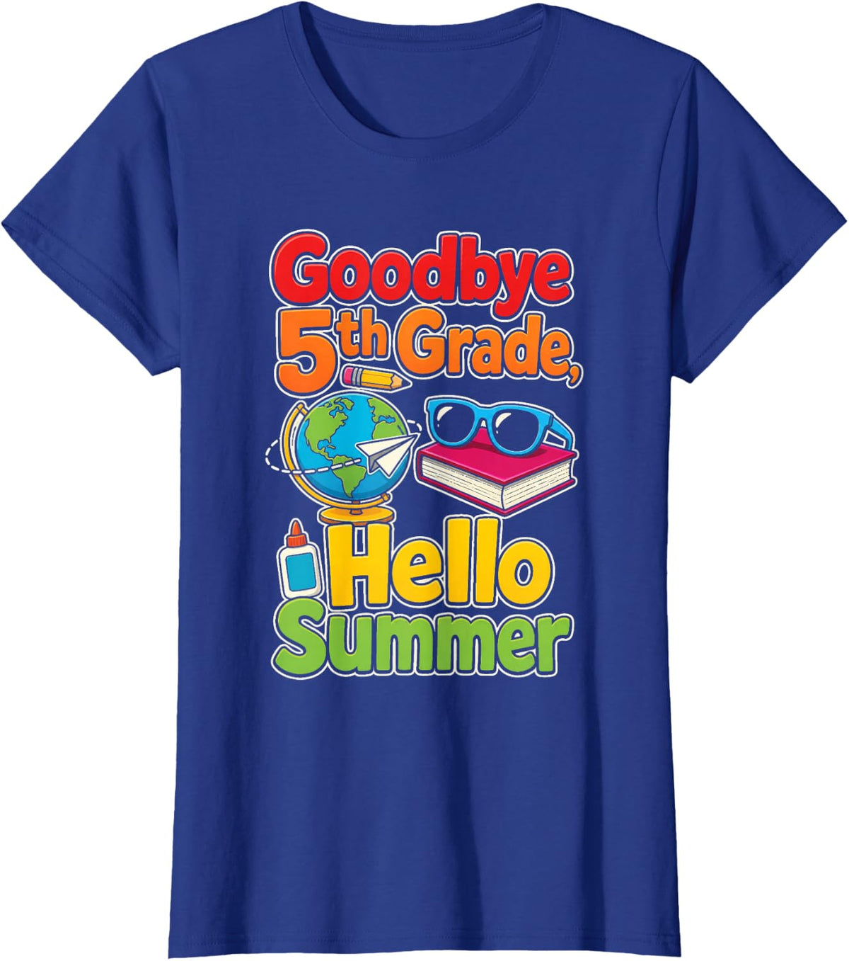Goodbye 5th Grade Summer is Here Last Day Elementary Kids T-Shirt - Royal Blue