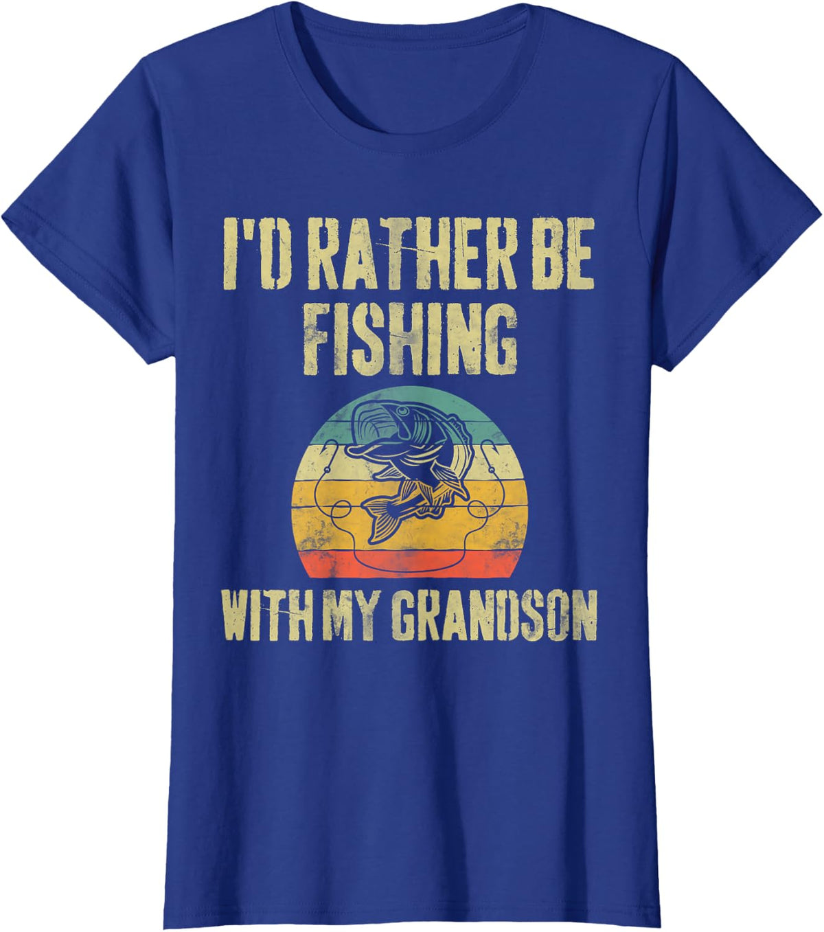 I'd Rather Be Fishing With My Grandson Funny Fisherman T-Shirt - Royal Blue