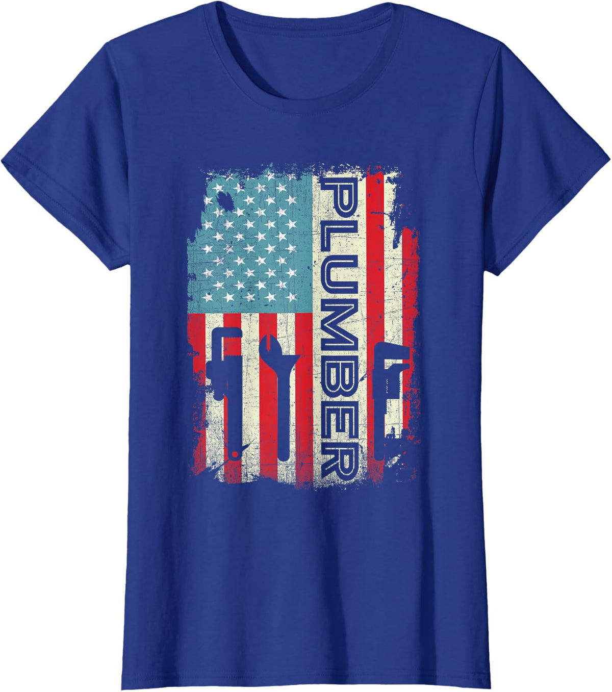 Patriotic Plumber T-Shirt 4th of July Plumber Plumber Gifts T-Shirt for Women Men - Royal Blue