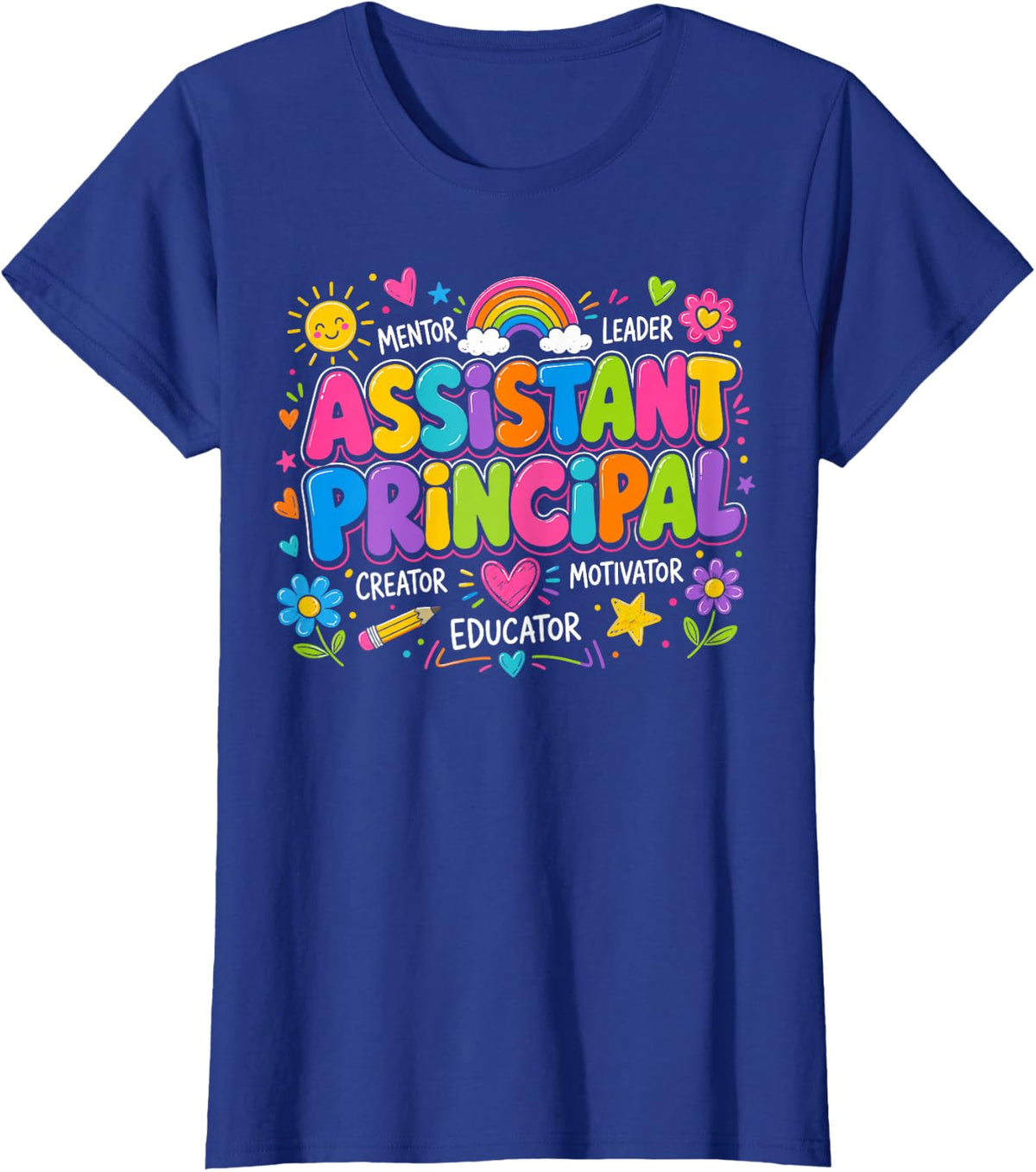 Groovy Assistant Principal Appreciation Retro School Staff T-Shirt - Royal Blue