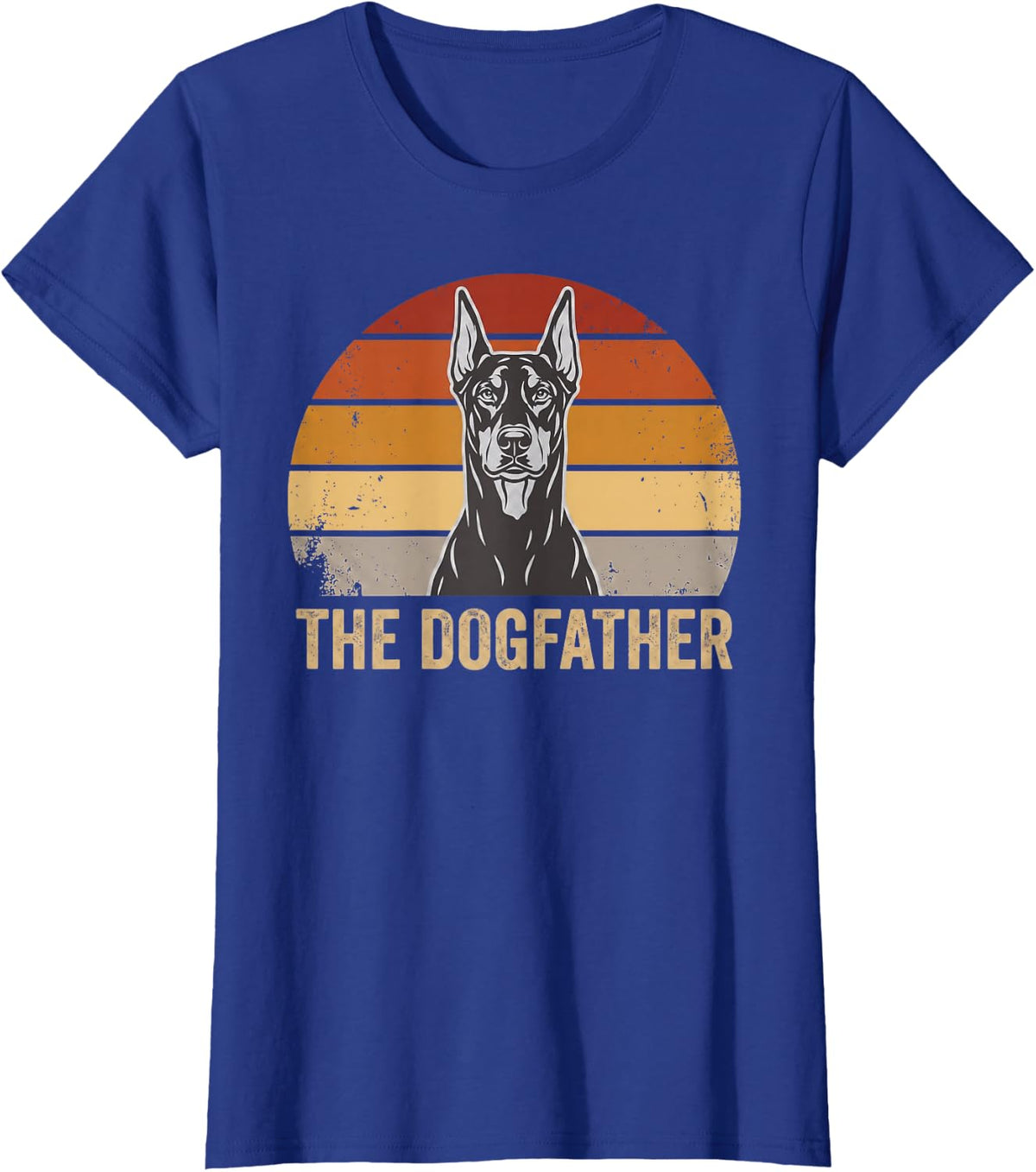 Doberman Dog Dad Dogfather Dogs Daddy Father Retro Pups T-Shirt - Royal Blue