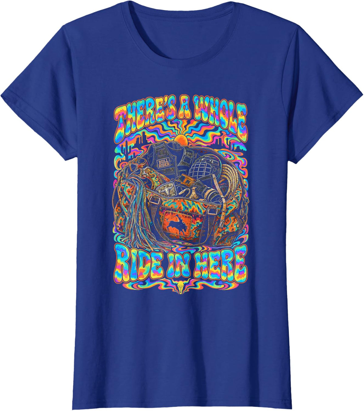 Bull Rider - Bull Riding Rodeo Gear Bag Shadow T-Shirt - Royal Blue