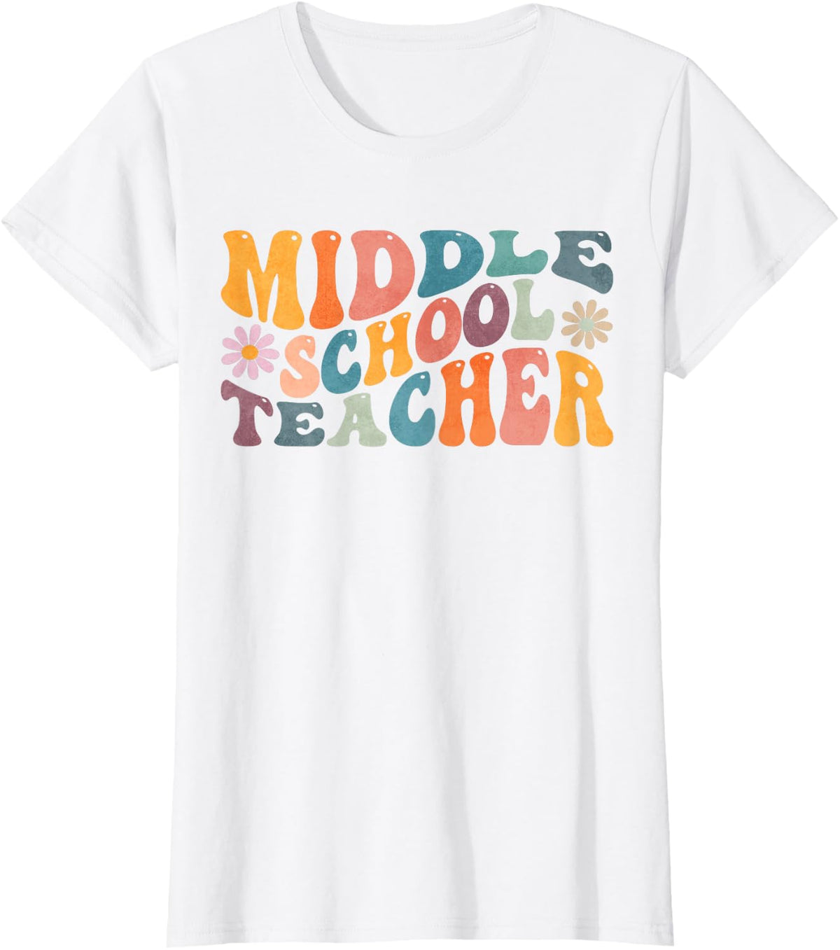 Groovy Middle School Teacher Elementary Teaching T-Shirt - White