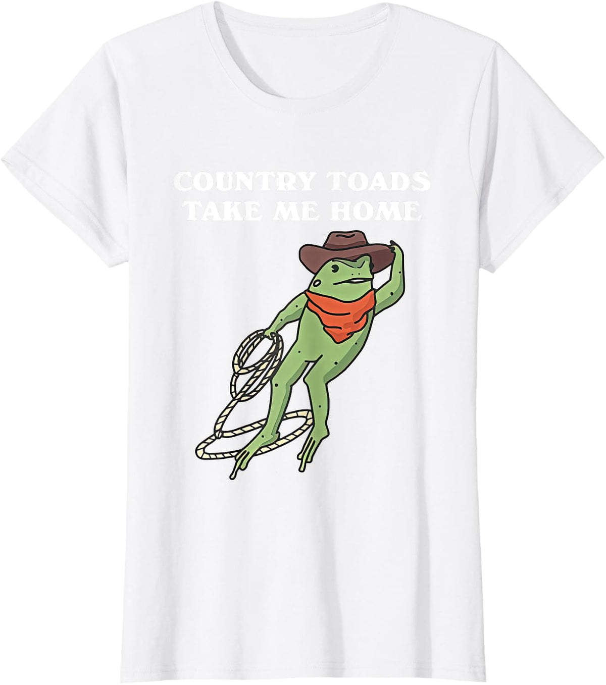 Country Toads Take Me Home Cowboy Frog Funny Western T-Shirt - White