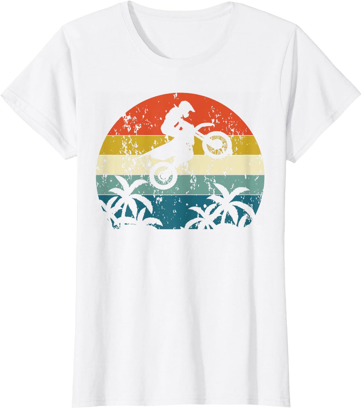Dirt Bike Motocross Motorcycle Vintage Retro Grunge Hawaii T-Shirt Tee - White