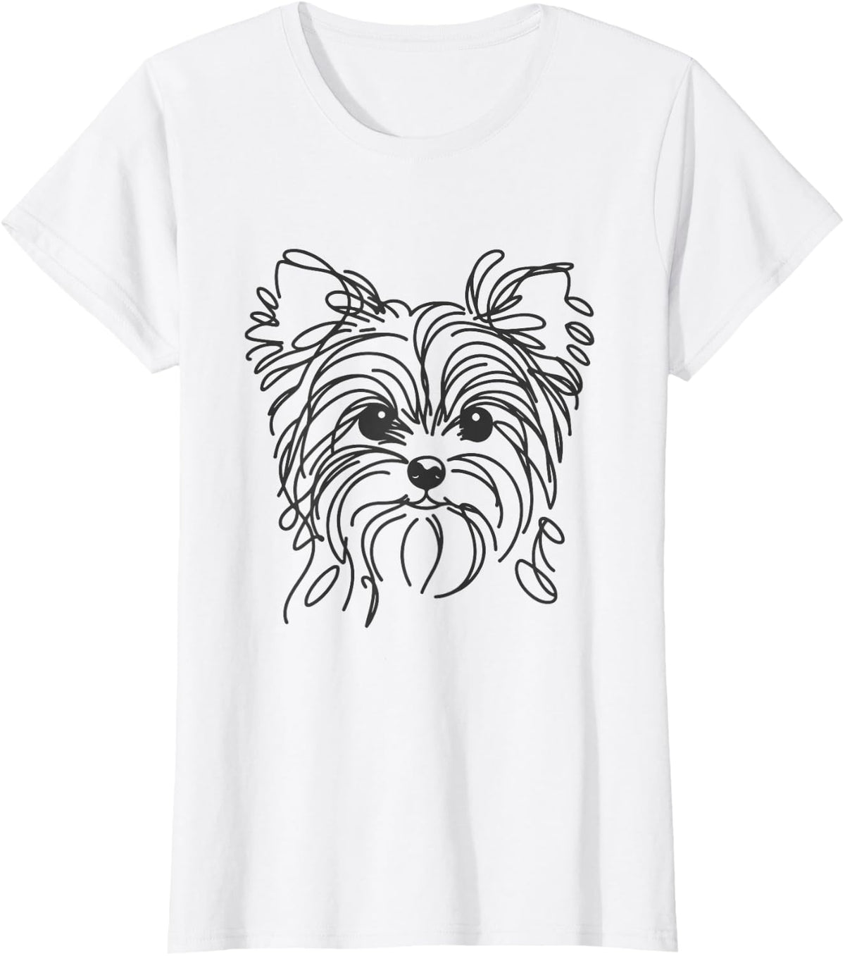 Line Art Dad Mom Dog - Teecup Yorkie T-Shirt - White
