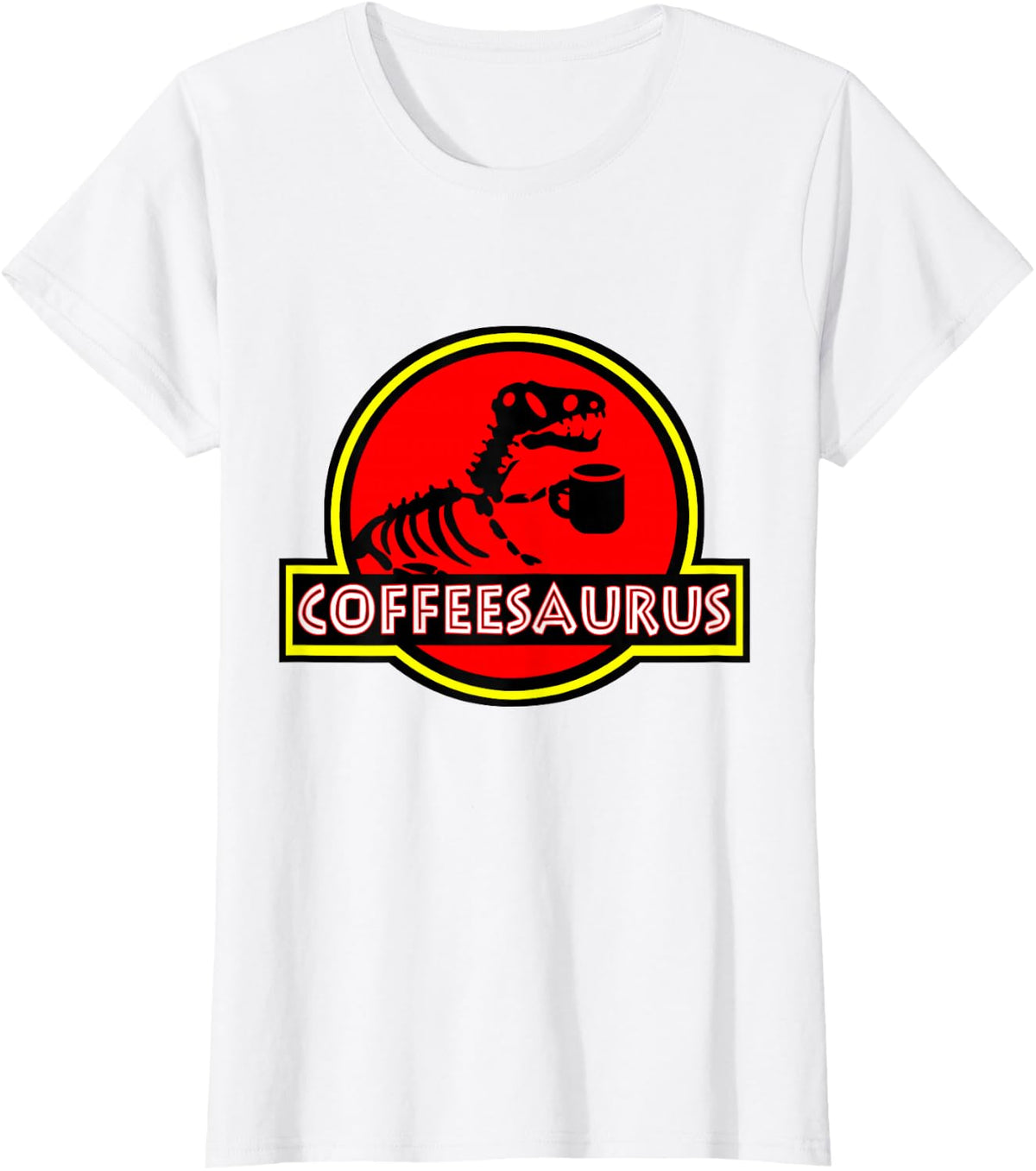 Funny CoffeeSaurus Dinosaur Coffee Lover Gift Men Women T-Shirt - White