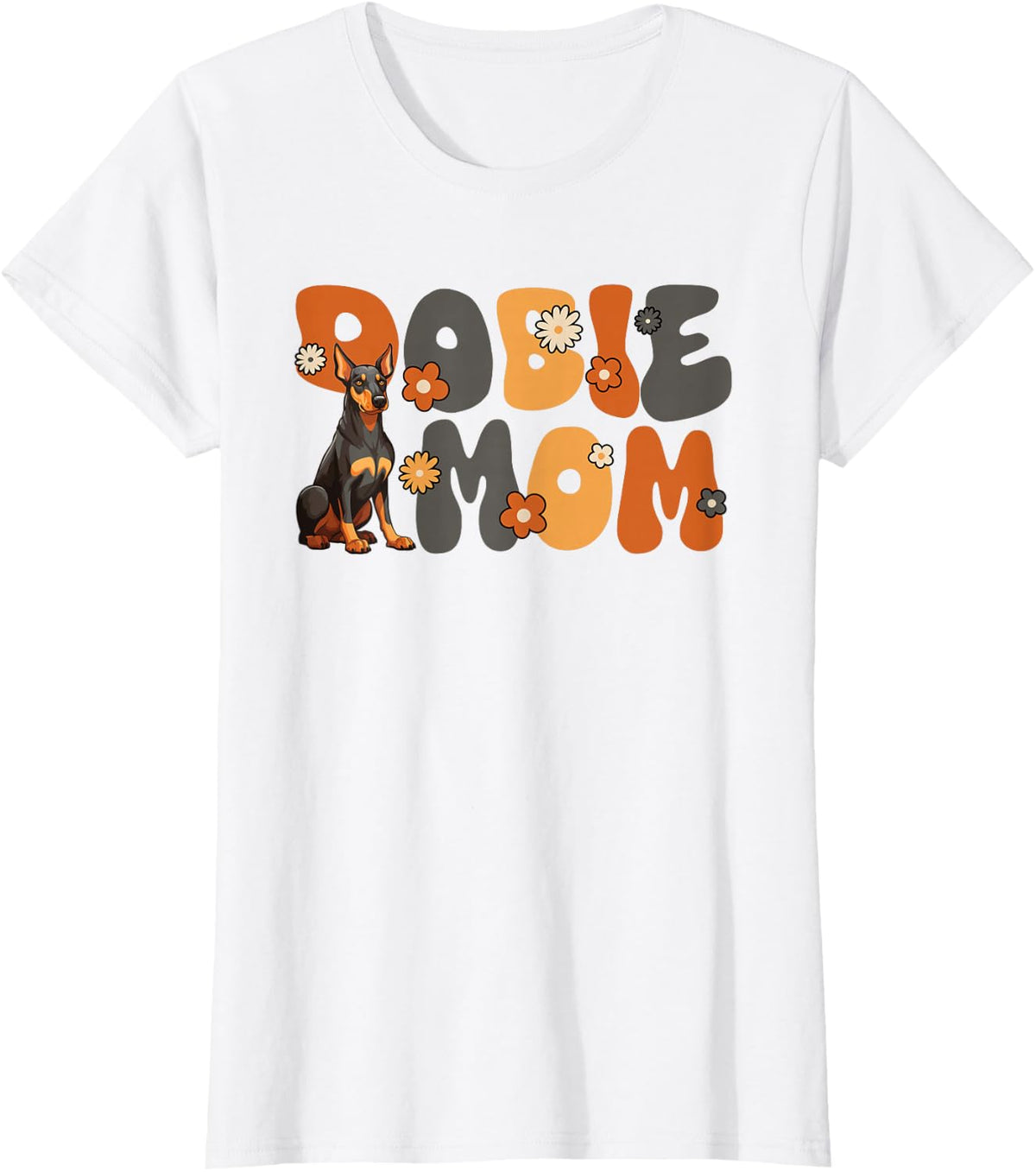 Doberman Pinscher Groovy World's Best Dobie Mom T-Shirt - White