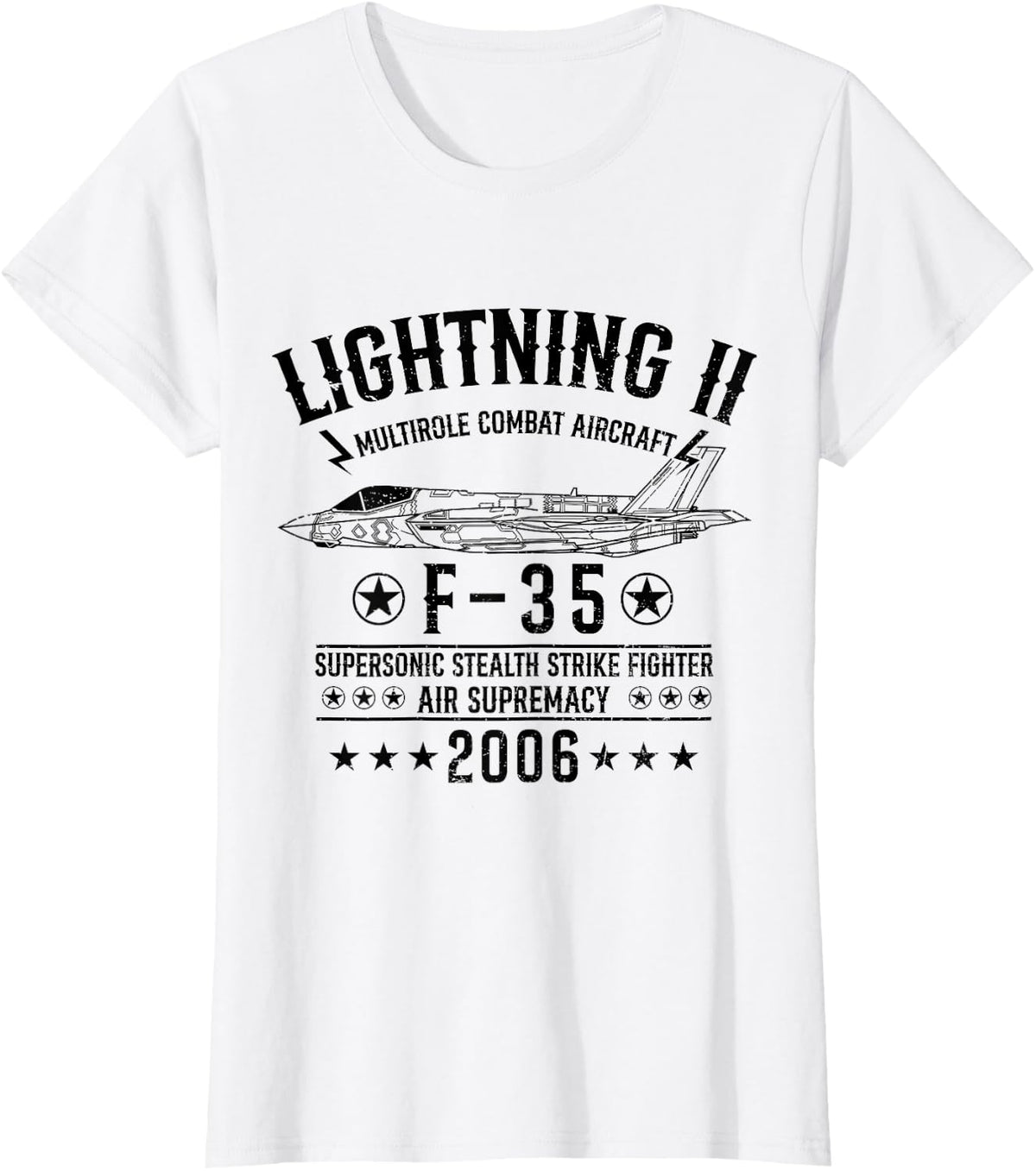 F-35 Lightning Strike Fighter Jet Aviation Military T-Shirt - White